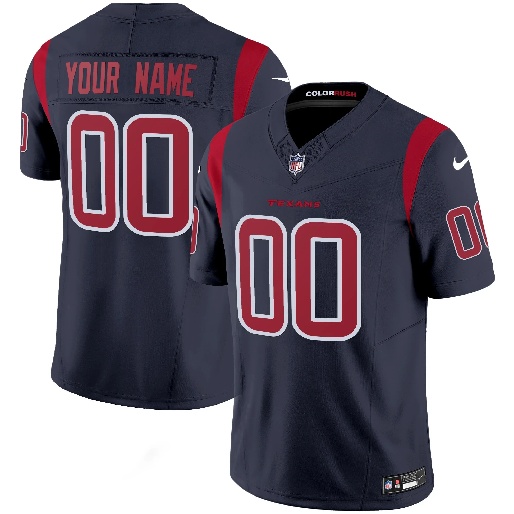 Houston Texans Color Rush Custom Navy Jersey - All Stitched 