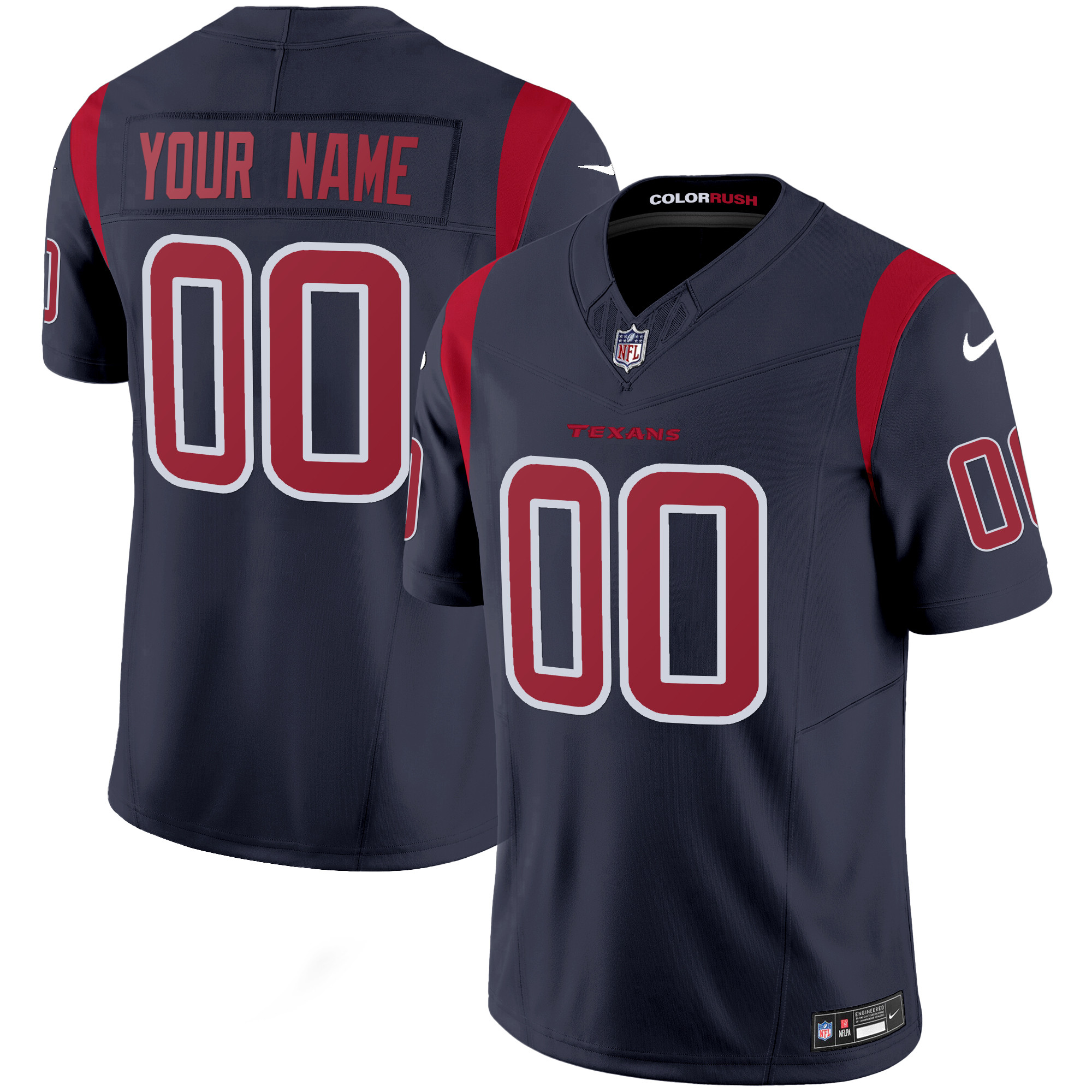 Houston Texans Color Rush Legend Vapor Custom Navy Jersey - All Stitched 