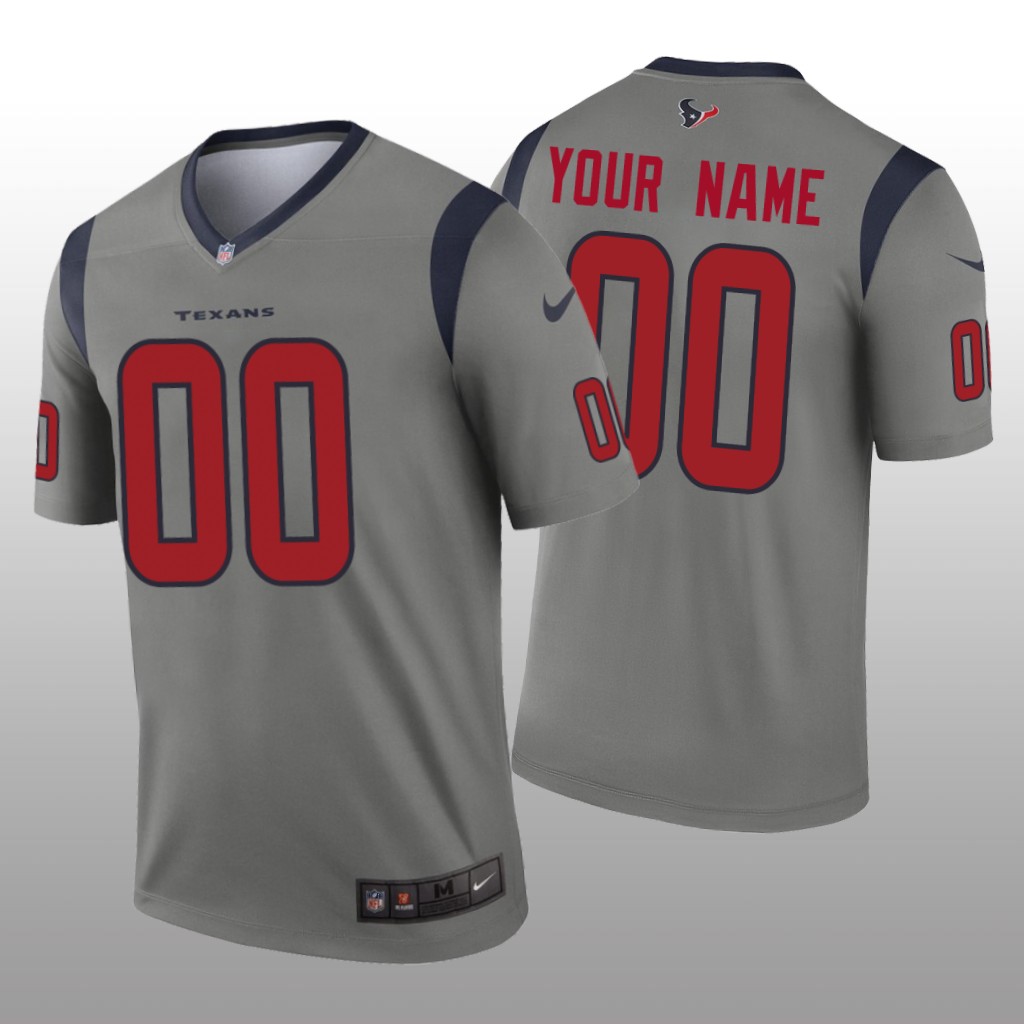 Houston Texans Custom Gray Jersey Inverted Legend - Men's