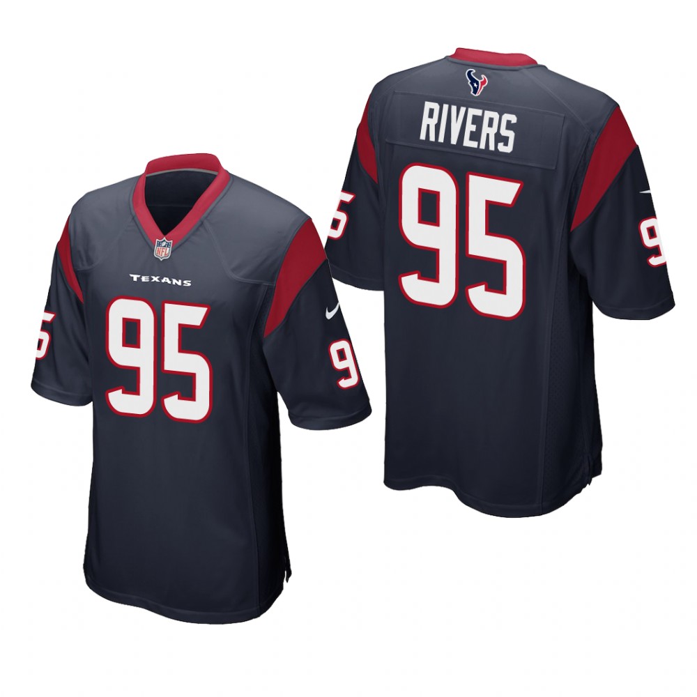 Houston Texans Derek Rivers Navy Jersey Game - Men's