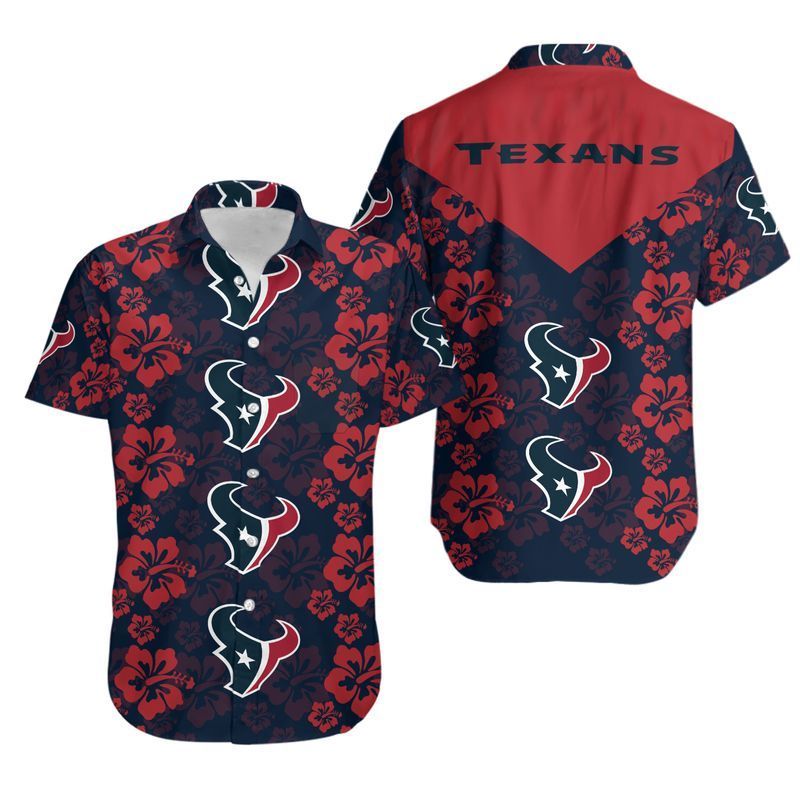 Houston Texans Flowers Hawaiian Shirt