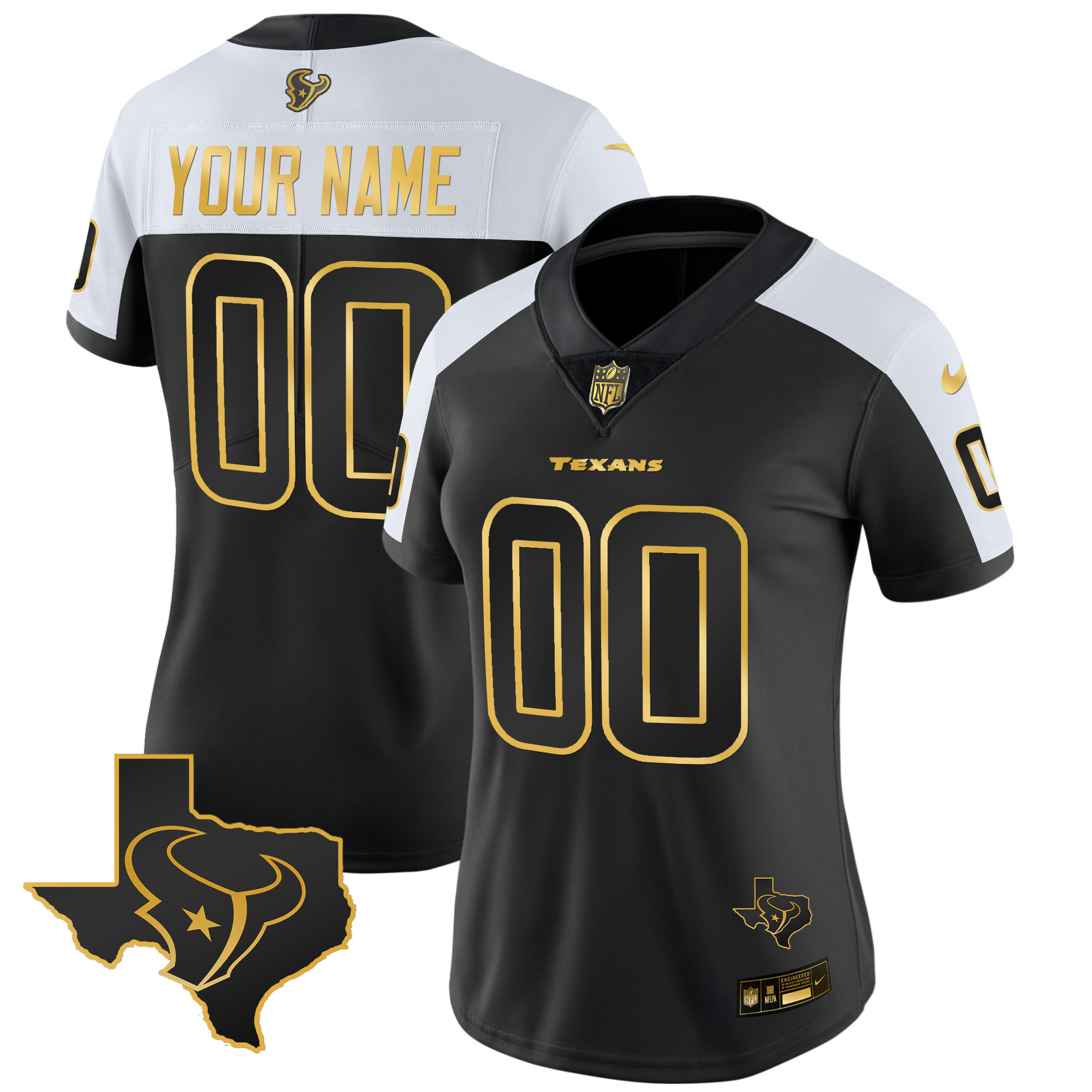 Houston Texans Gold Vapor Limited Custom Alternate Gold Jersey - All Stitched 