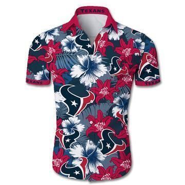 Houston Texans Hawaiian 3D Shirt Tropical Flower Slim Fit Body-Nfl