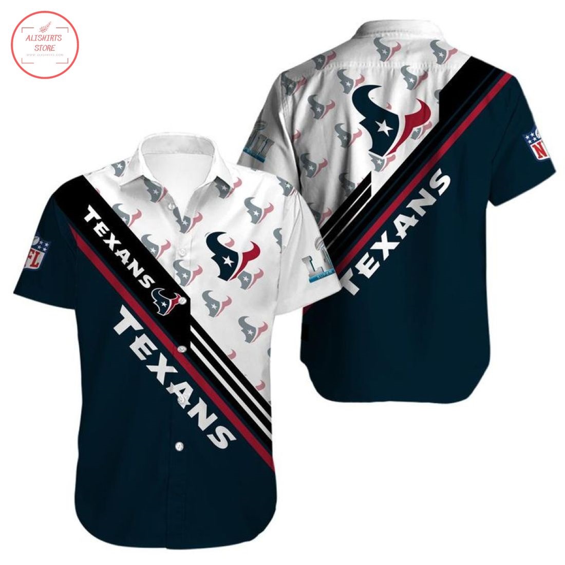Houston Texans Many Logo Hawaiian Shirt