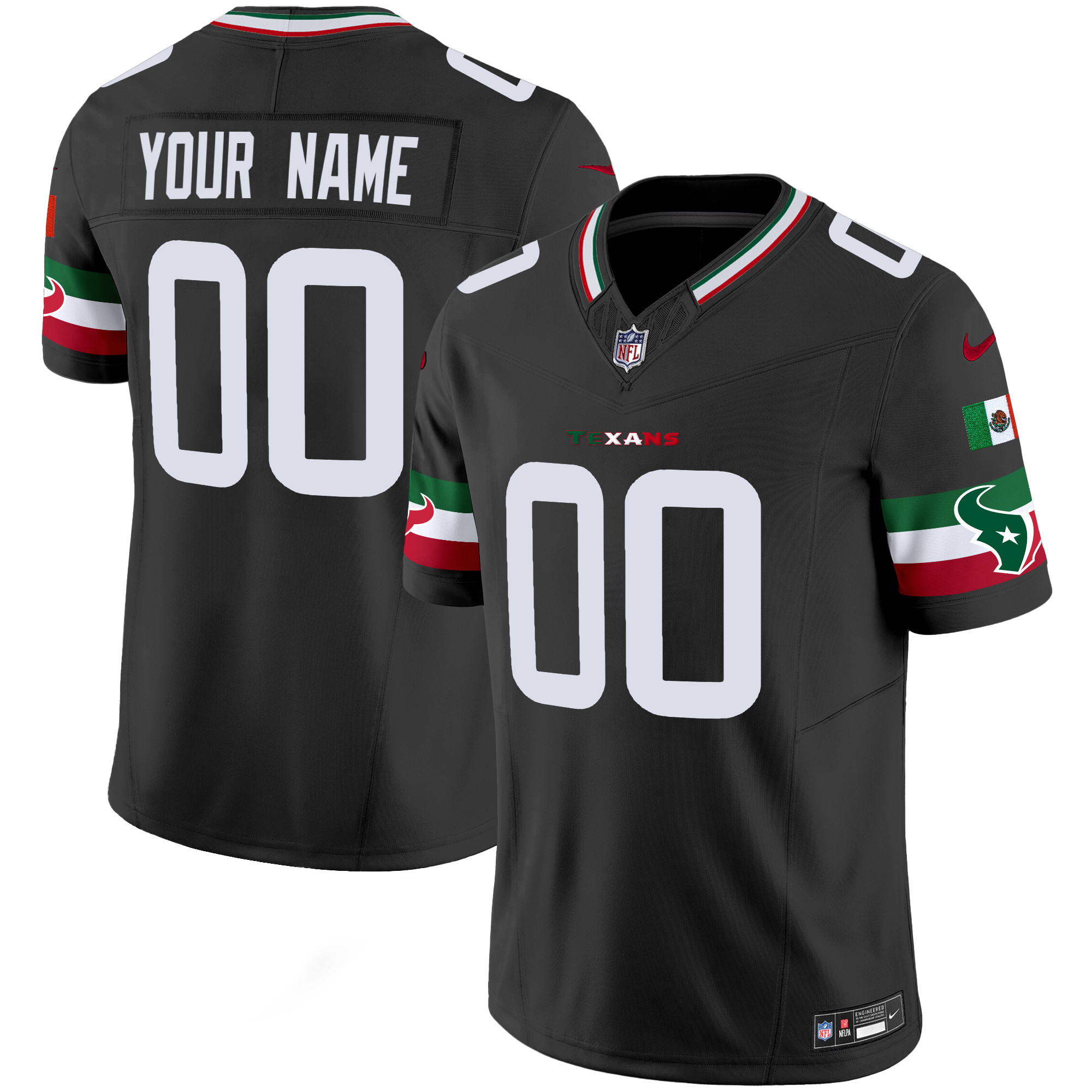 Houston Texans Mexico Vapor Limited Custom Black Jersey - All Stitched 