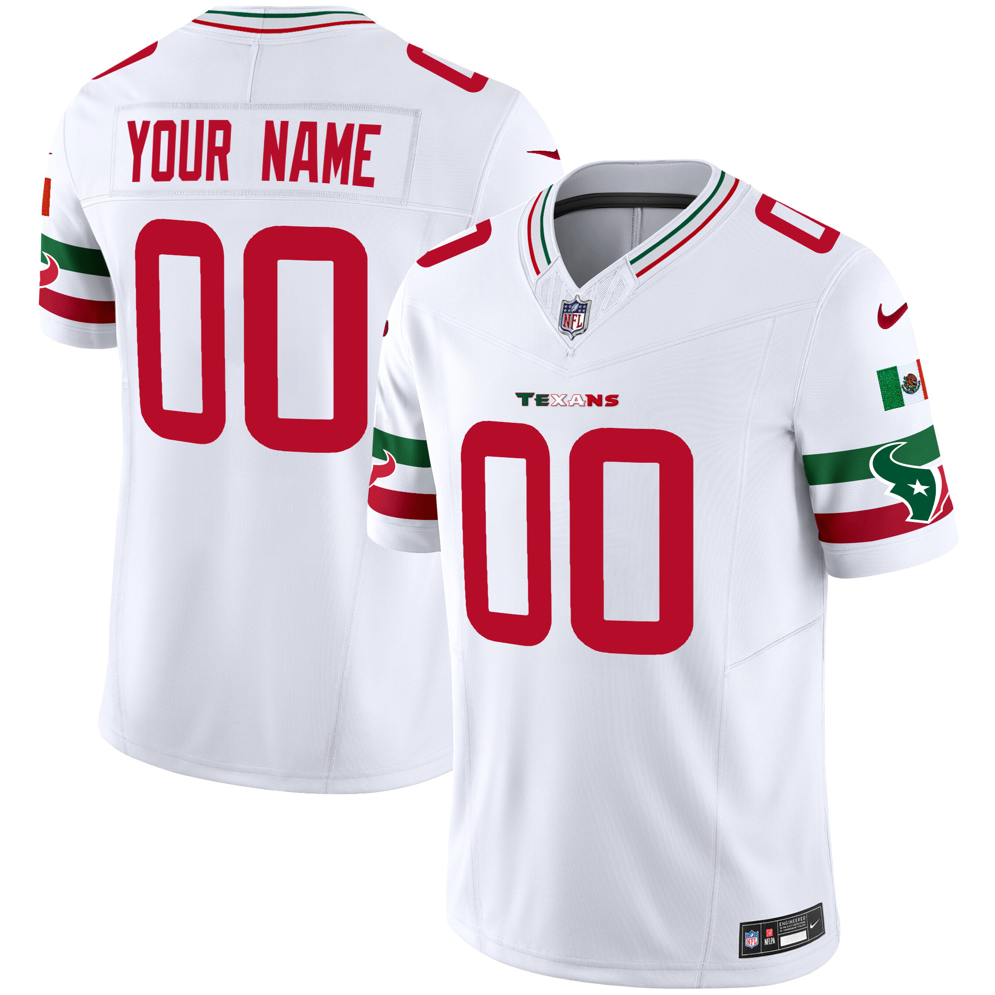 Houston Texans Mexico Vapor Limited Custom White Jersey - All Stitched 