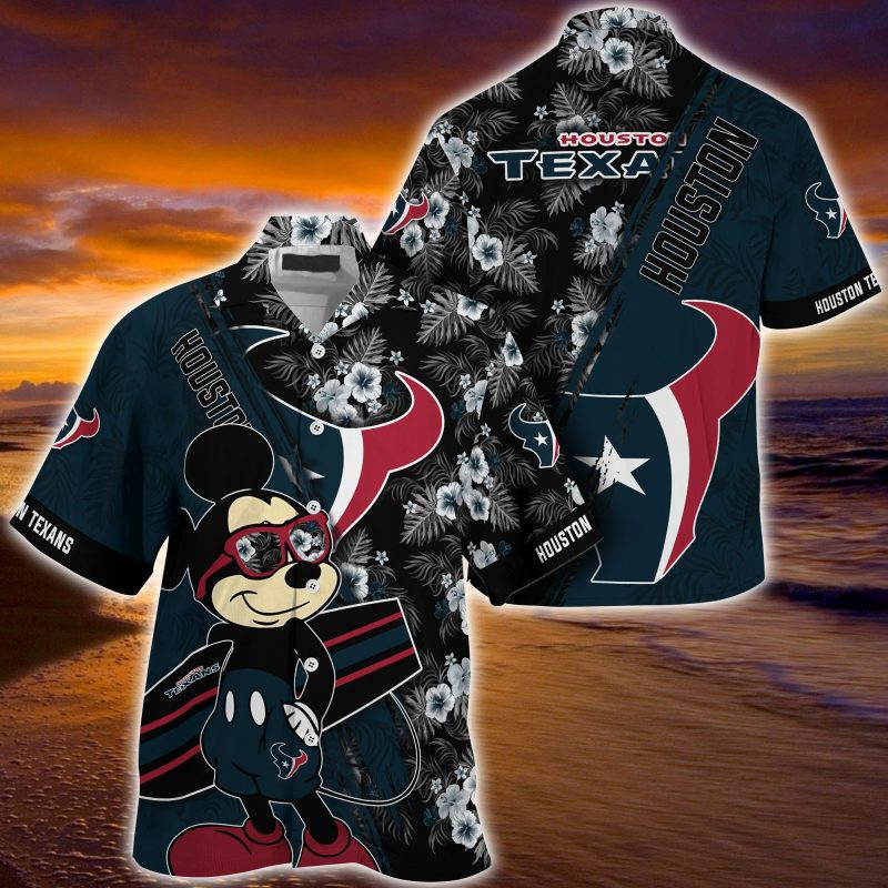 Houston Texans NFL Summer – Hawaii Shirt For This Season – Gift For Sport Lovers Mickey And Floral Pattern