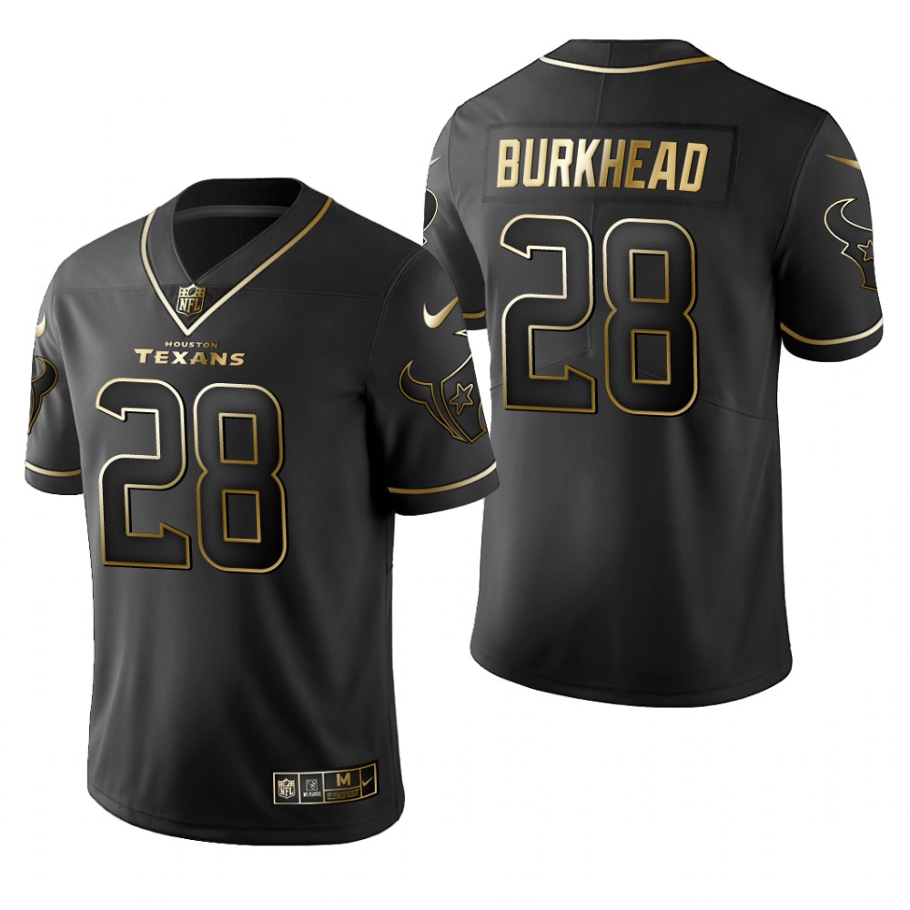 Houston Texans Rex Burkhead Black Jersey Golden Edition Men's
