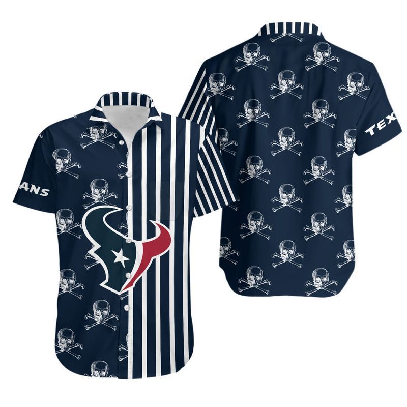 Houston Texans Stripes and Skull Hawaiian Shirt