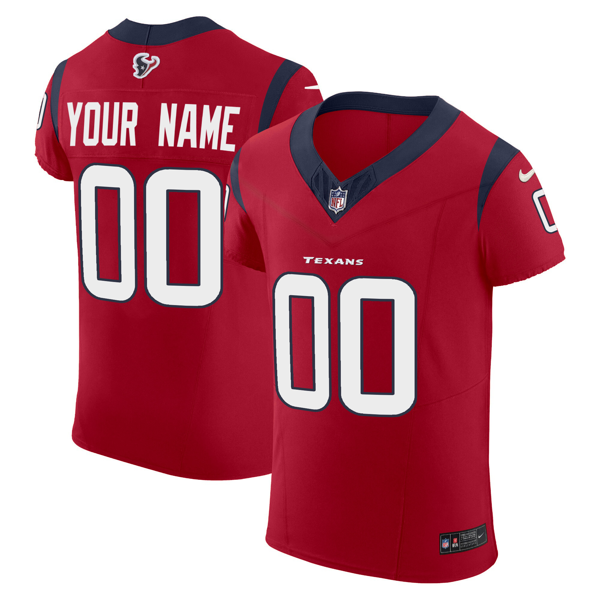 Houston Texans Vapor Elite Custom Red Jersey - All Stitched 