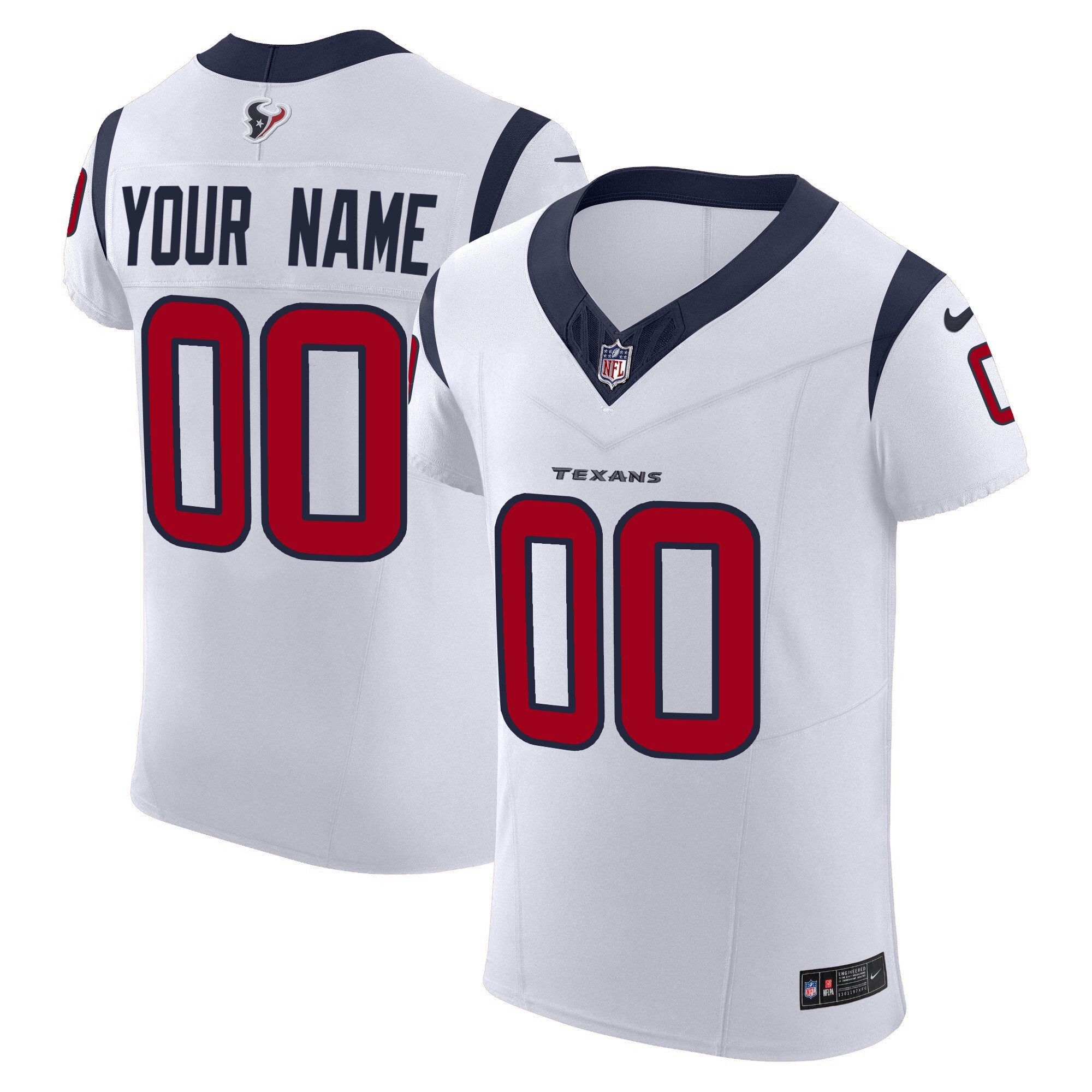 Houston Texans Vapor Elite Custom White Jersey - All Stitched 
