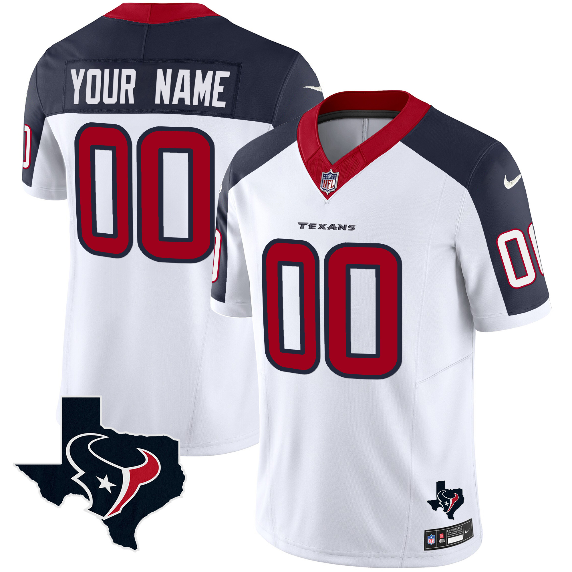 Houston Texans Vapor Limited Custom Inverted Jersey - All Stitched 