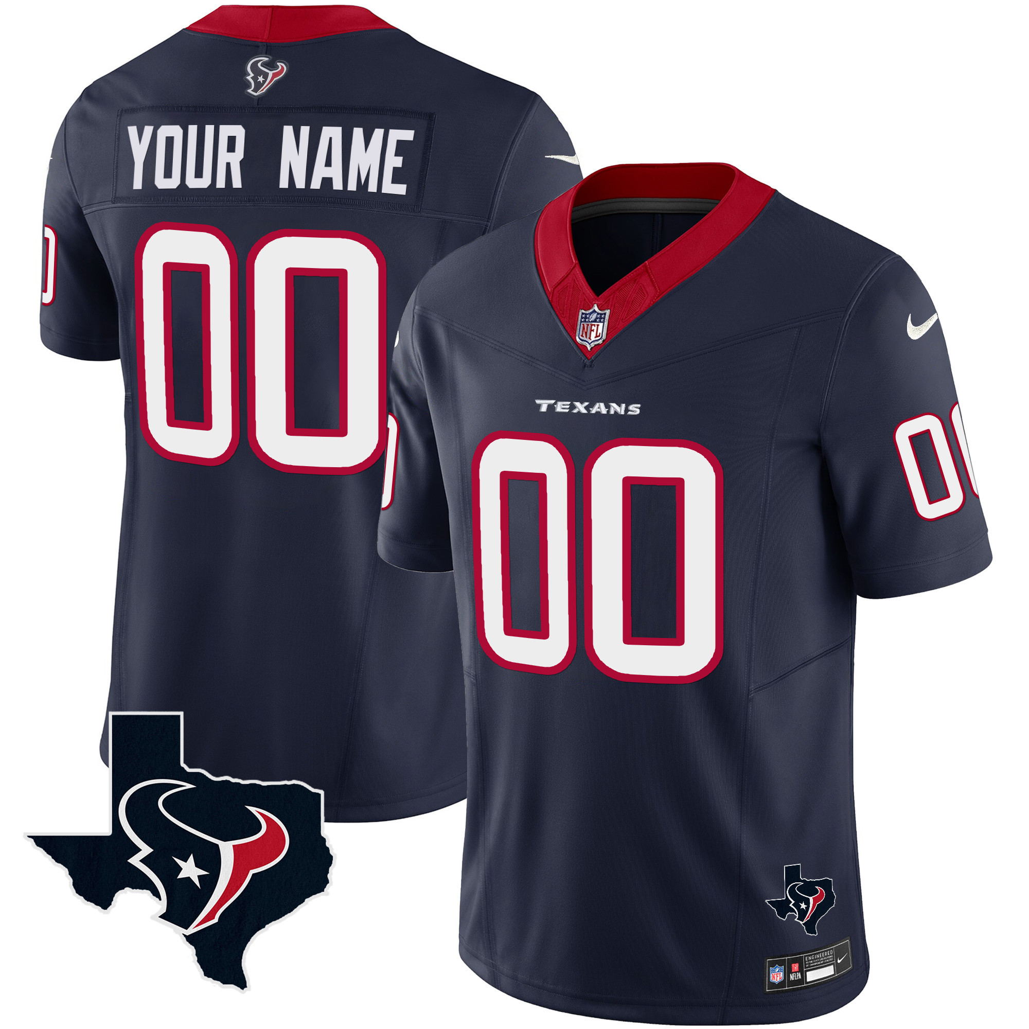 Houston Texans Vapor Limited Custom Navy Jersey - All Stitched 
