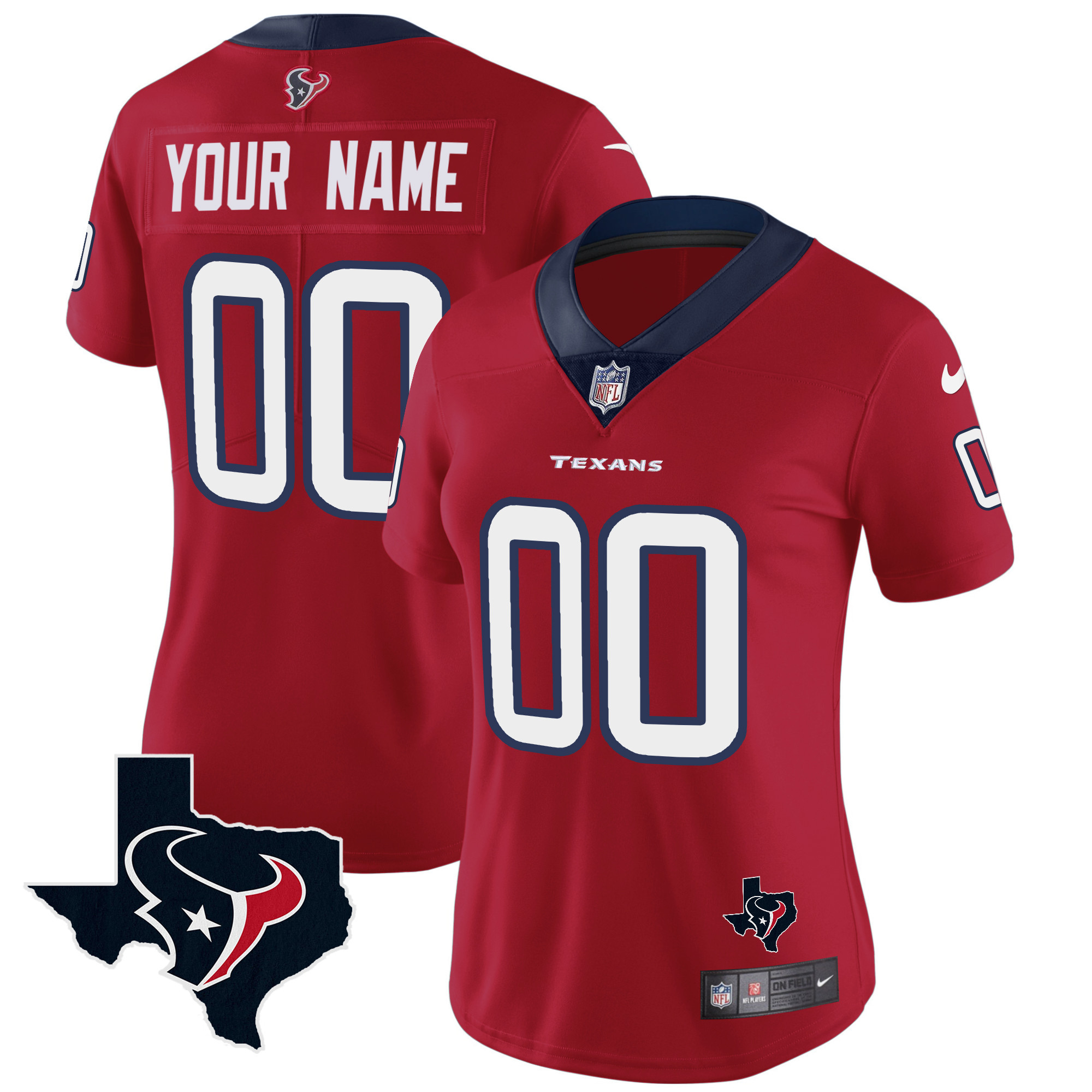 Houston Texans Vapor Limited Custom Red Jersey - All Stitched 