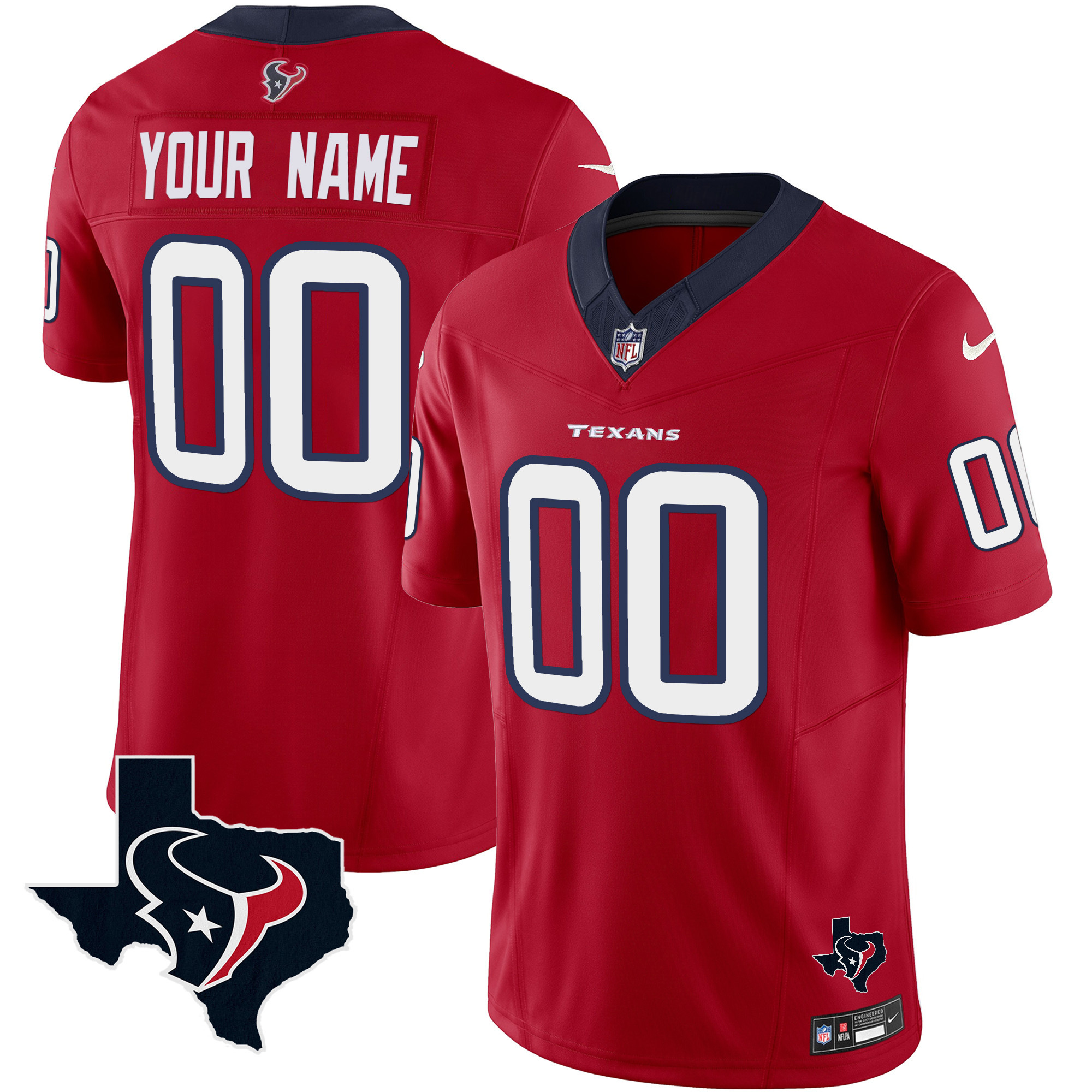 Houston Texans Vapor Limited Custom Red Jersey - All Stitched 