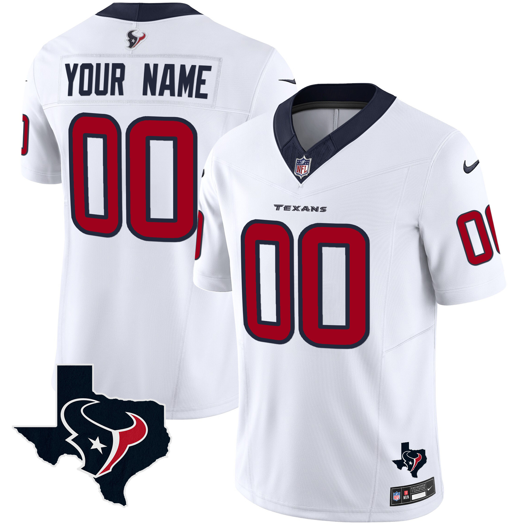 Houston Texans Vapor Limited Custom White Jersey - All Stitched 
