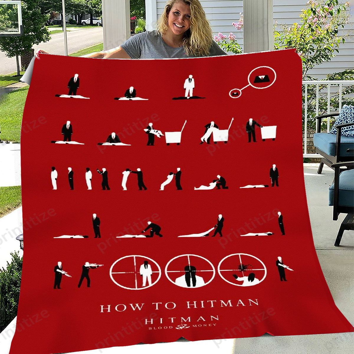 How To Hitman Sketch Red Fleece Blanket