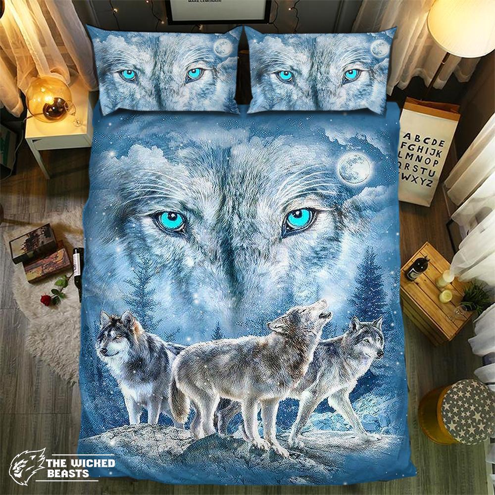 Howling Wolf Eyes 3D Customized Duvet Cover Bedding Set