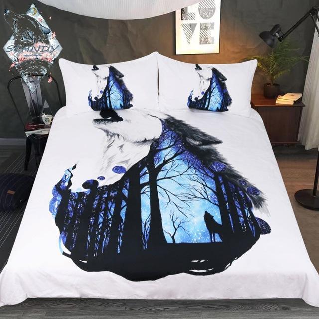 Howling Wolf Missing You3D Customized Duvet Cover Bedding Set