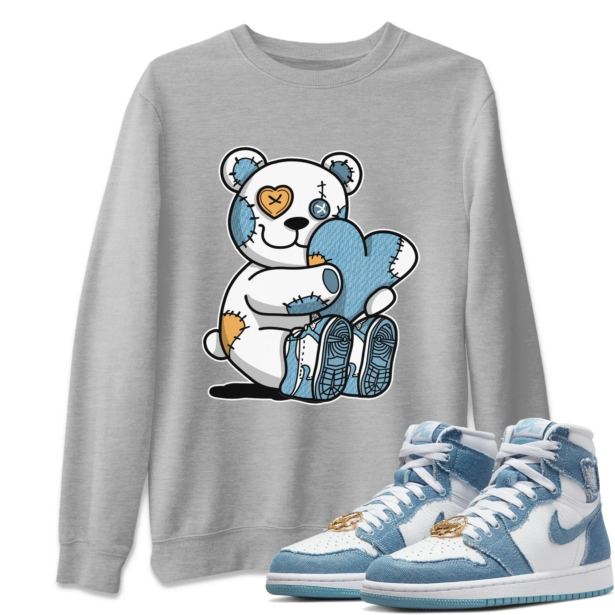 Hugging Bear Unisex Sweater – Air Jordan 1 Denim, Sneakers Matching Sweater Hugging Bear Unisex Sweater – Air Jordan 1 Denim, Sneakers Matching Sweater