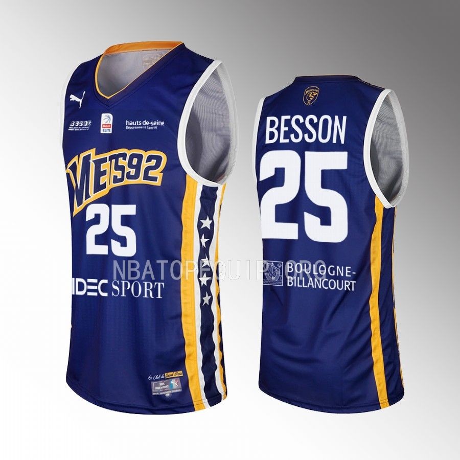 Hugo Besson Away Metropolitans 92 #25 Blue Jersey