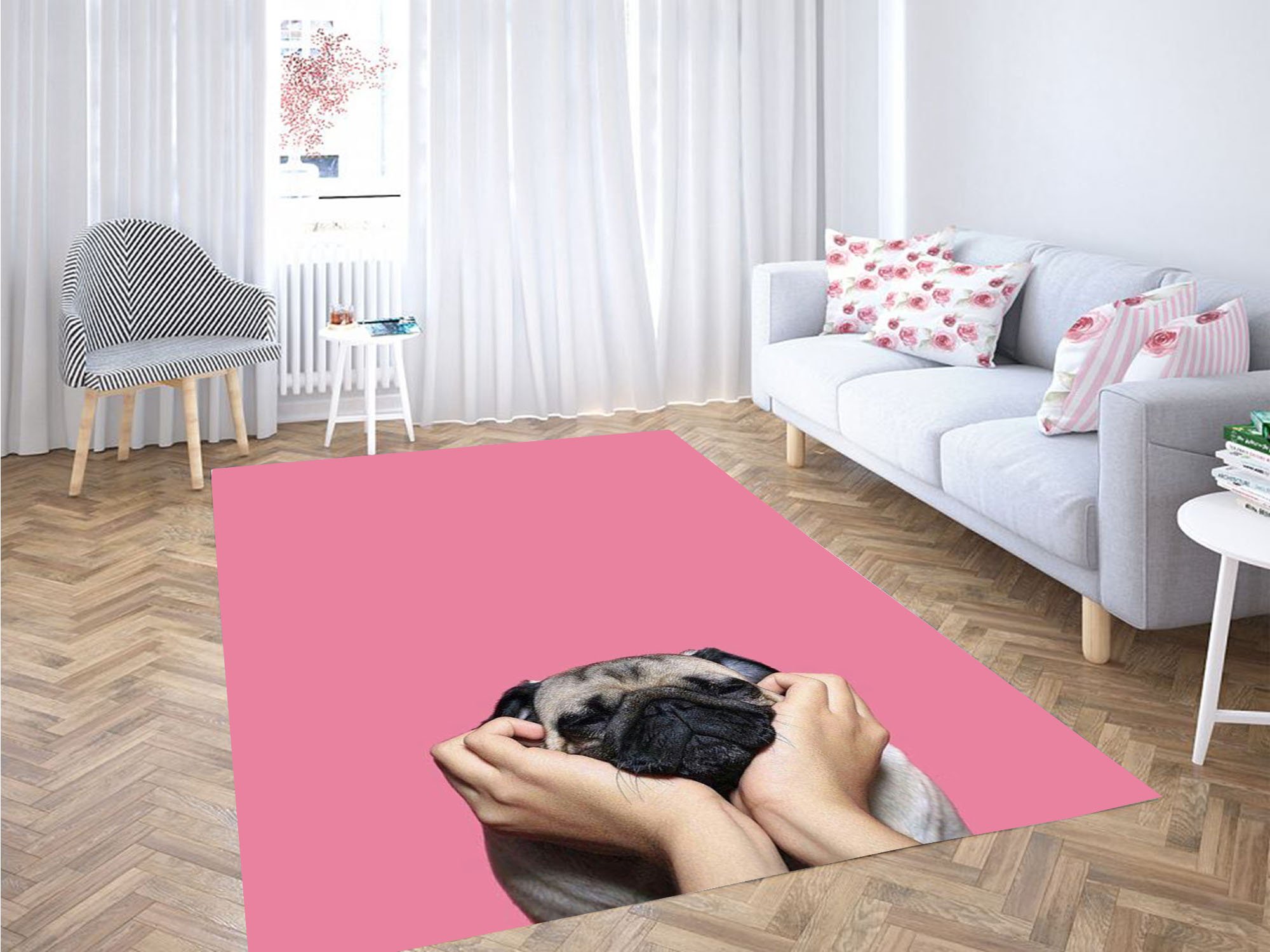 Human And Dog Carpet Rectangle Rug