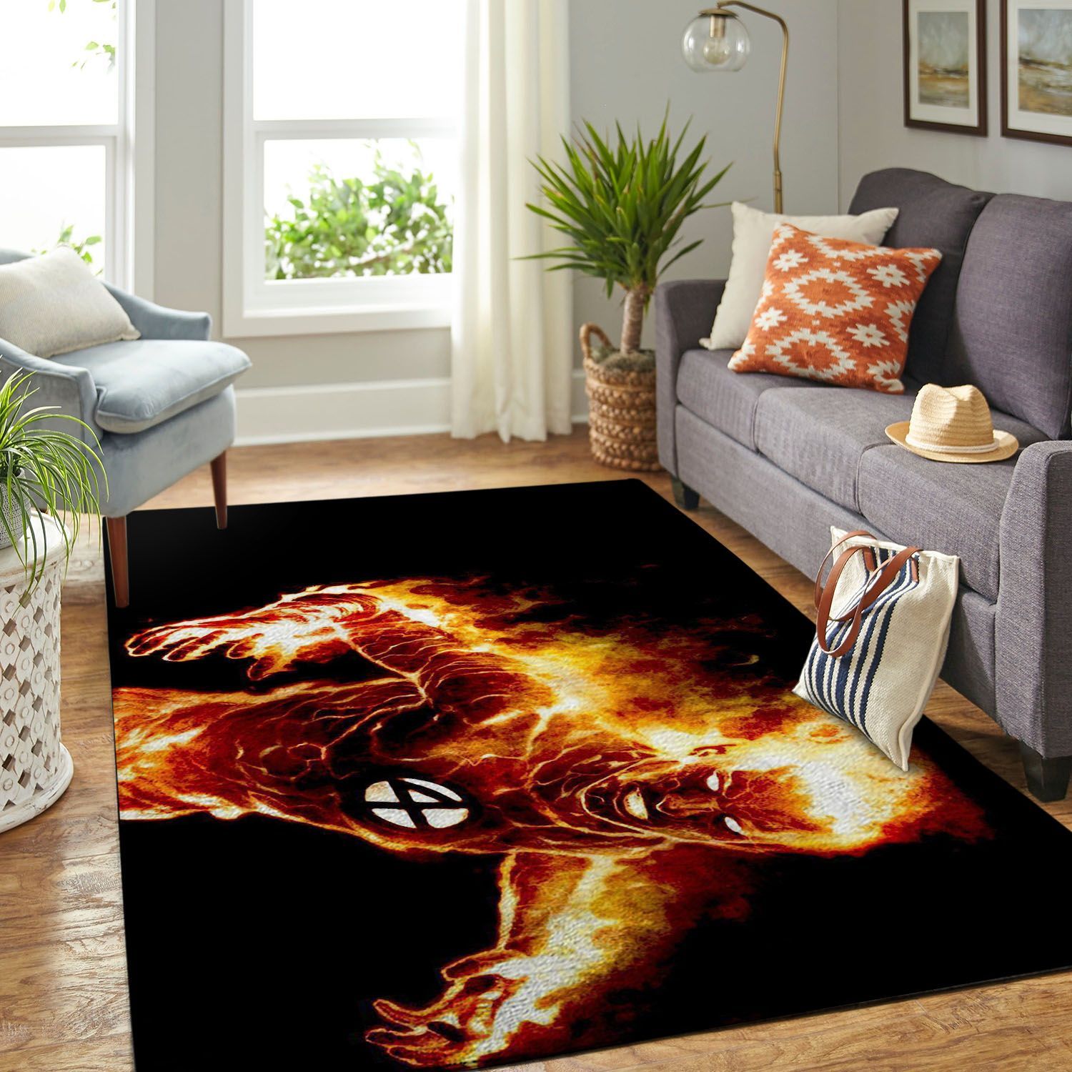 Human Torch Living Room Area Rectangle Rug