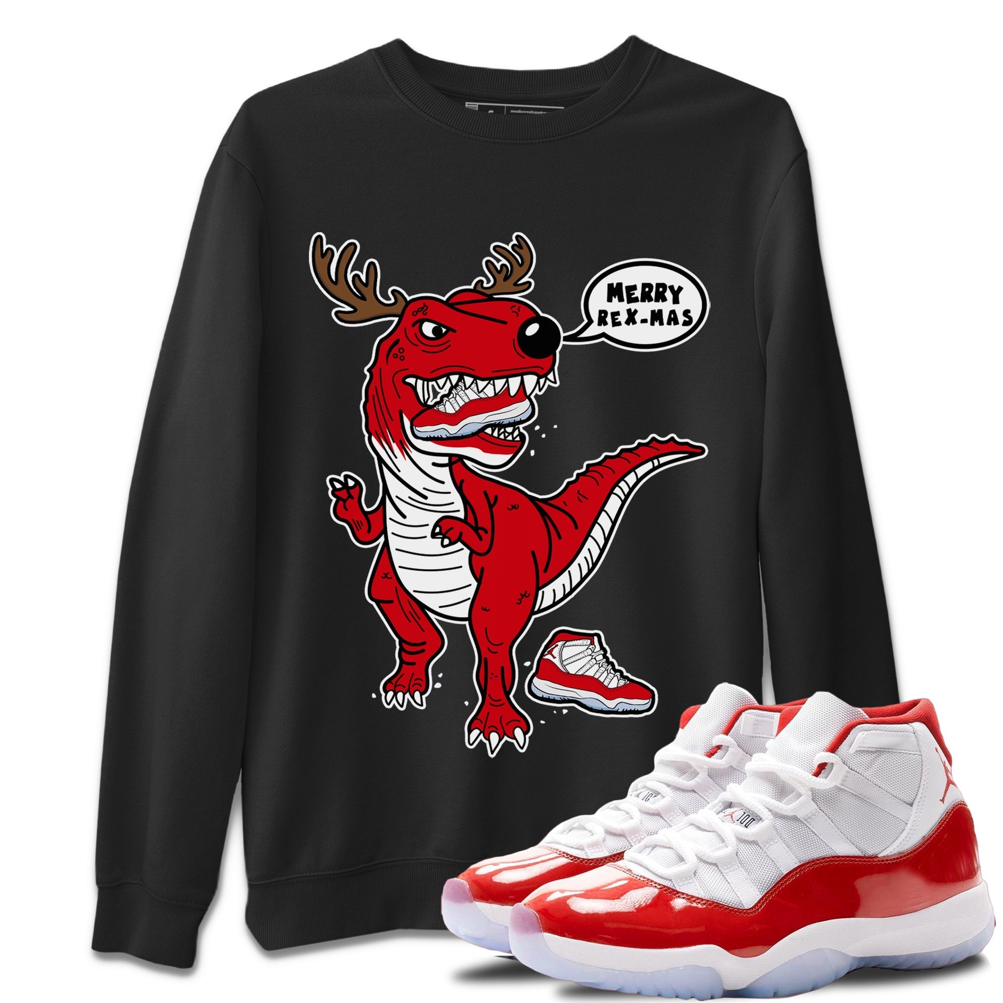 Hungry Dino Unisex Sweater – Air Jordan 11 Cherry, Sneakers Matching Sweater