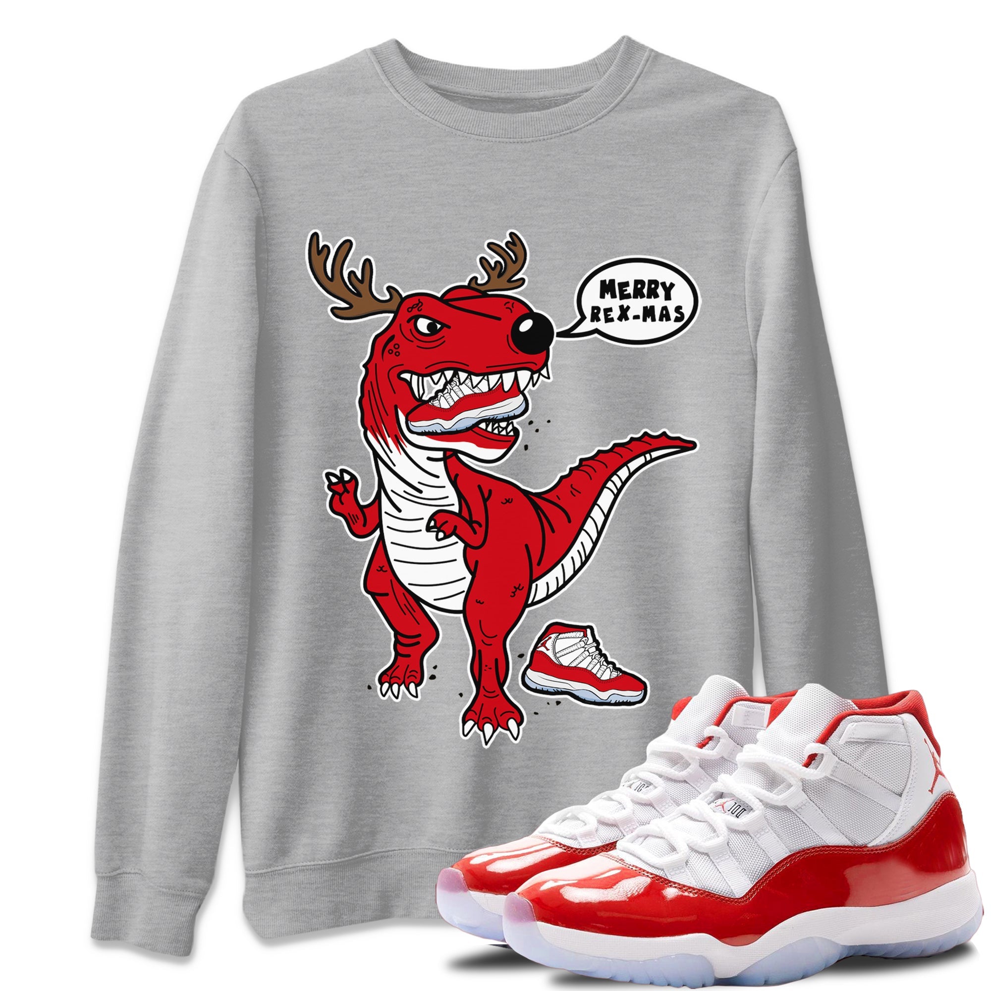Hungry Dino Unisex Sweater – Air Jordan 11 Cherry, Sneakers Matching Sweater