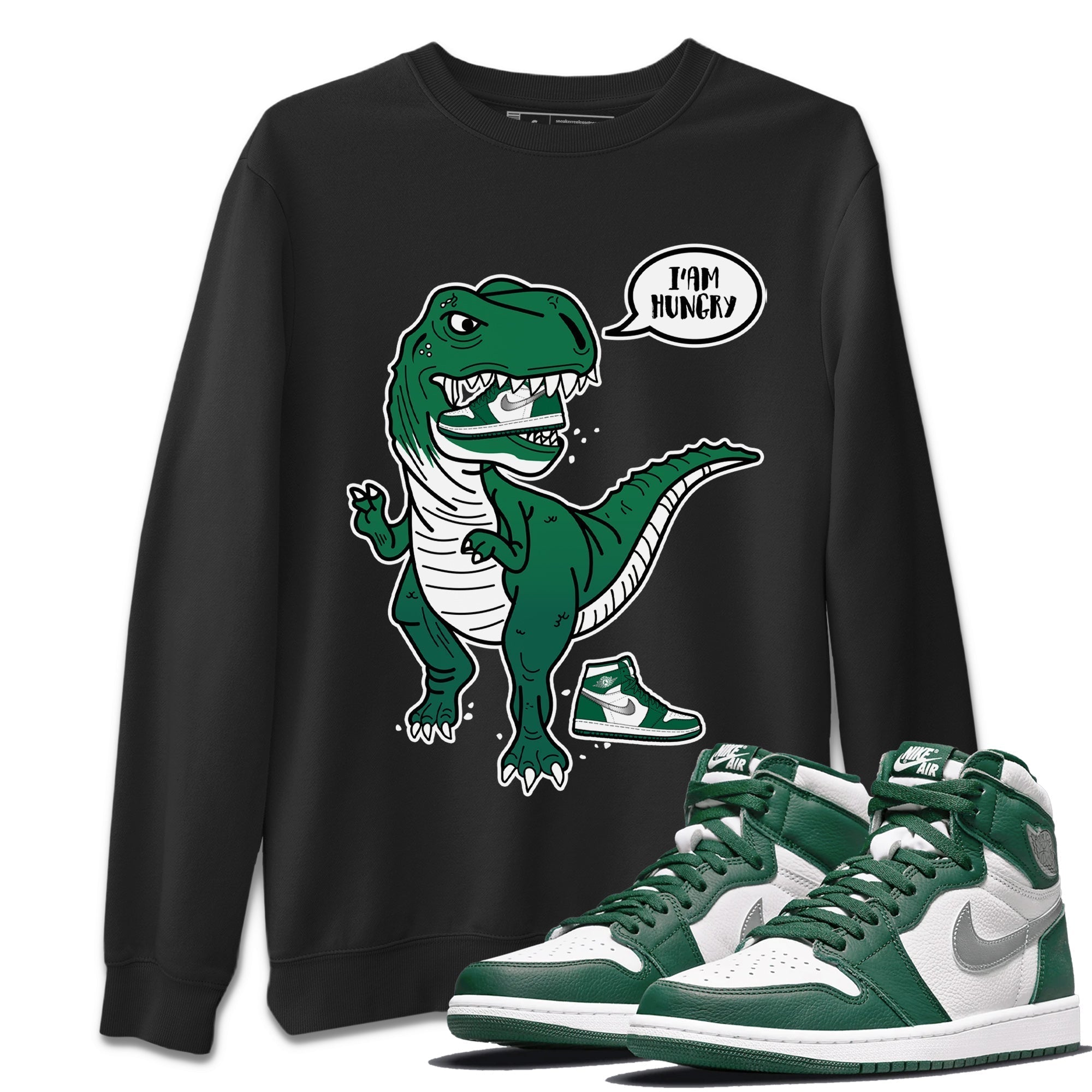 Hungry Dino Unisex Sweater – Air Jordan 1 Gorge Green, Sneakers Matching Sweater
