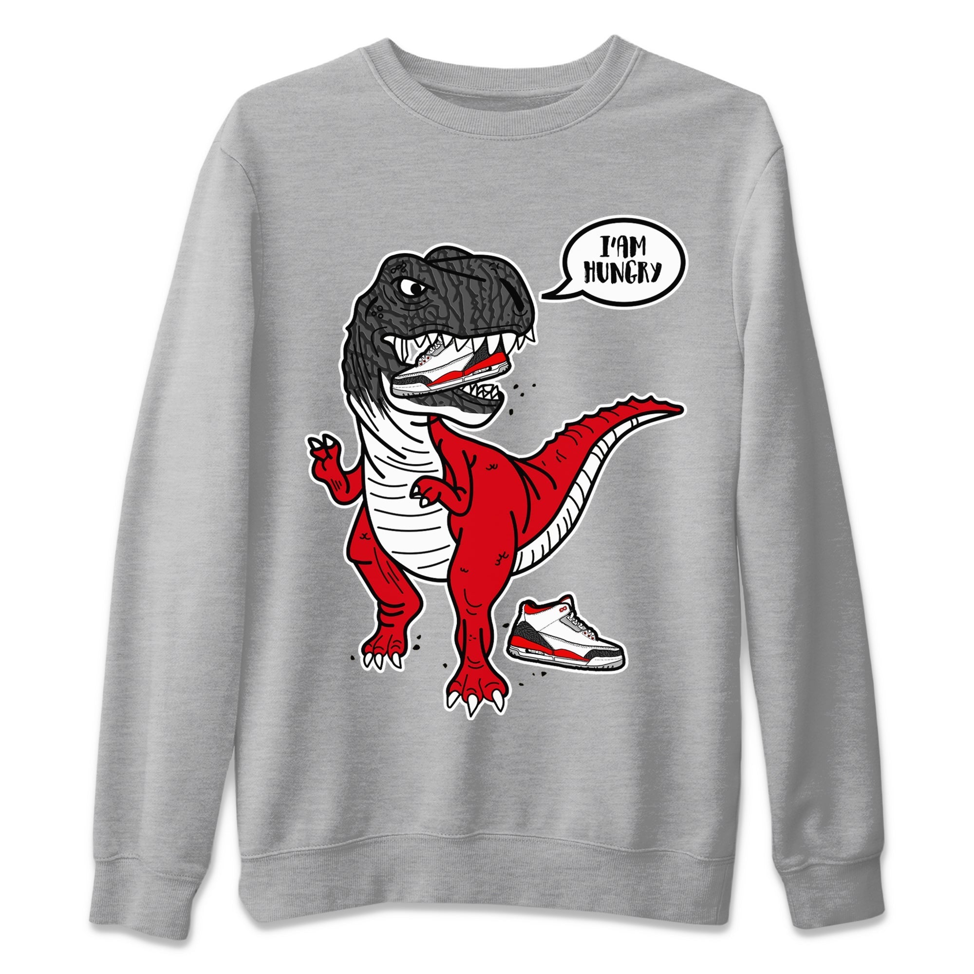Hungry Dino Unisex Sweater – Air Jordan 3 Fire Red, Sneakers Matching Sweater