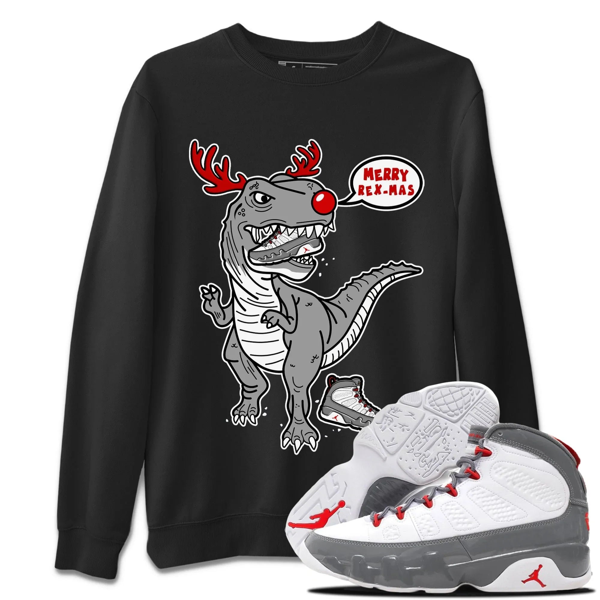 Hungry Dino Unisex Sweater – Air Jordan 9 Fire Red, Sneakers Matching Sweater