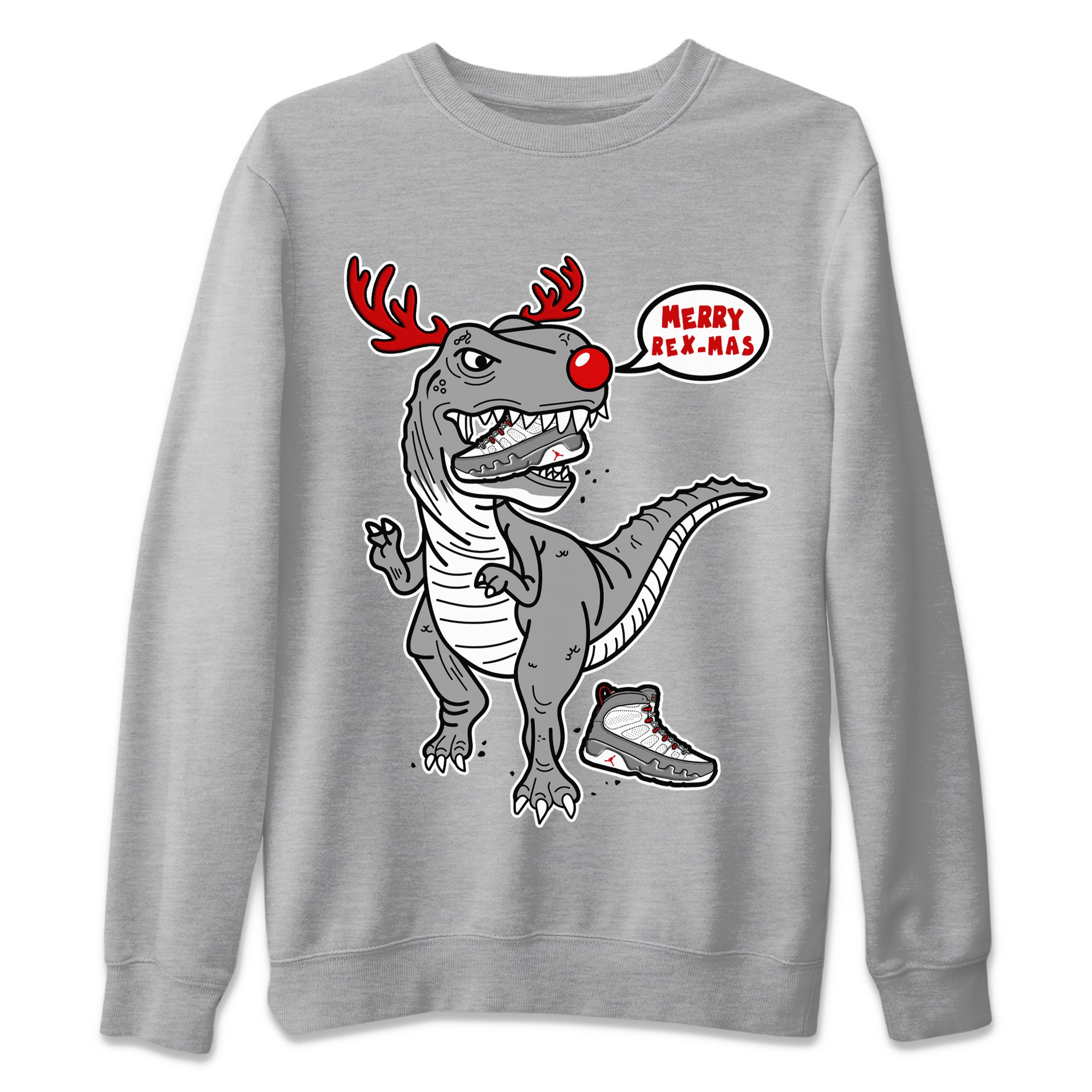 Hungry Dino Unisex Sweater – Air Jordan 9 Fire Red, Sneakers Matching Sweater
