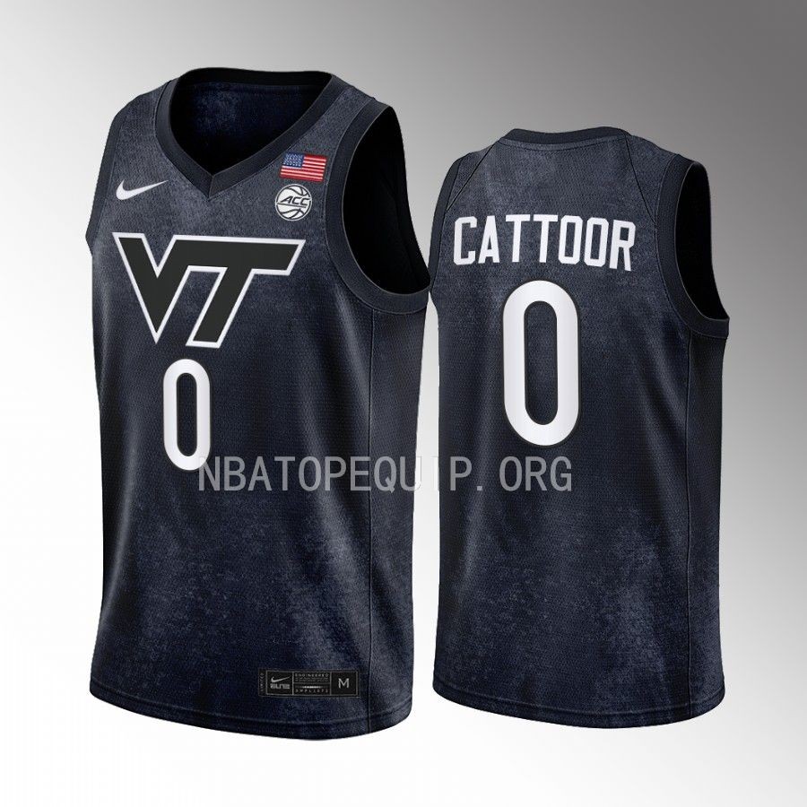 Hunter Cattoor Virginia Tech Hokies Black Jersey 2022-23 College Swingman