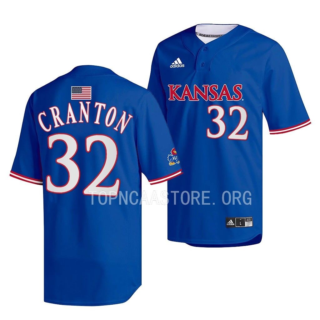 Hunter Cranton Kansas Jayhawks #32 Royal Two-Button Jersey