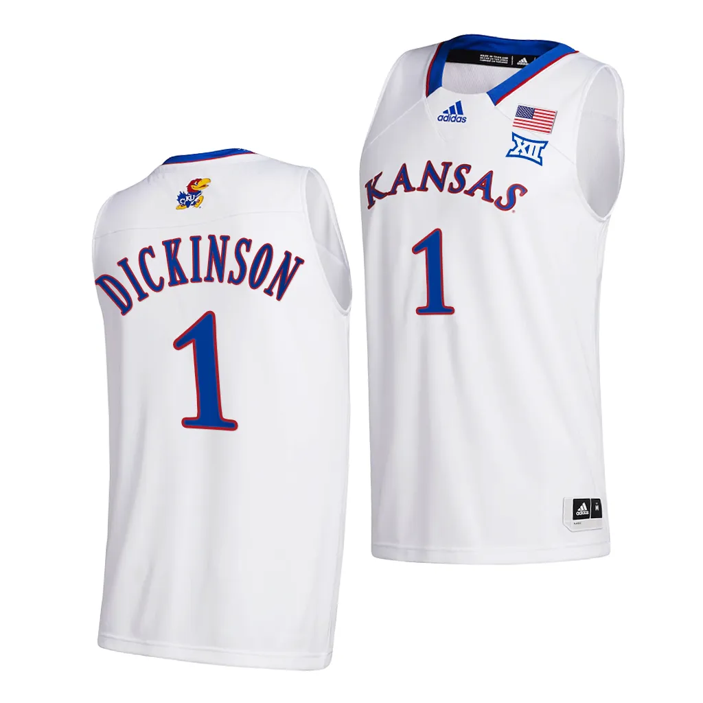 Hunter Dickinson #1 Kansas Jayhawks College Home Jersey White
