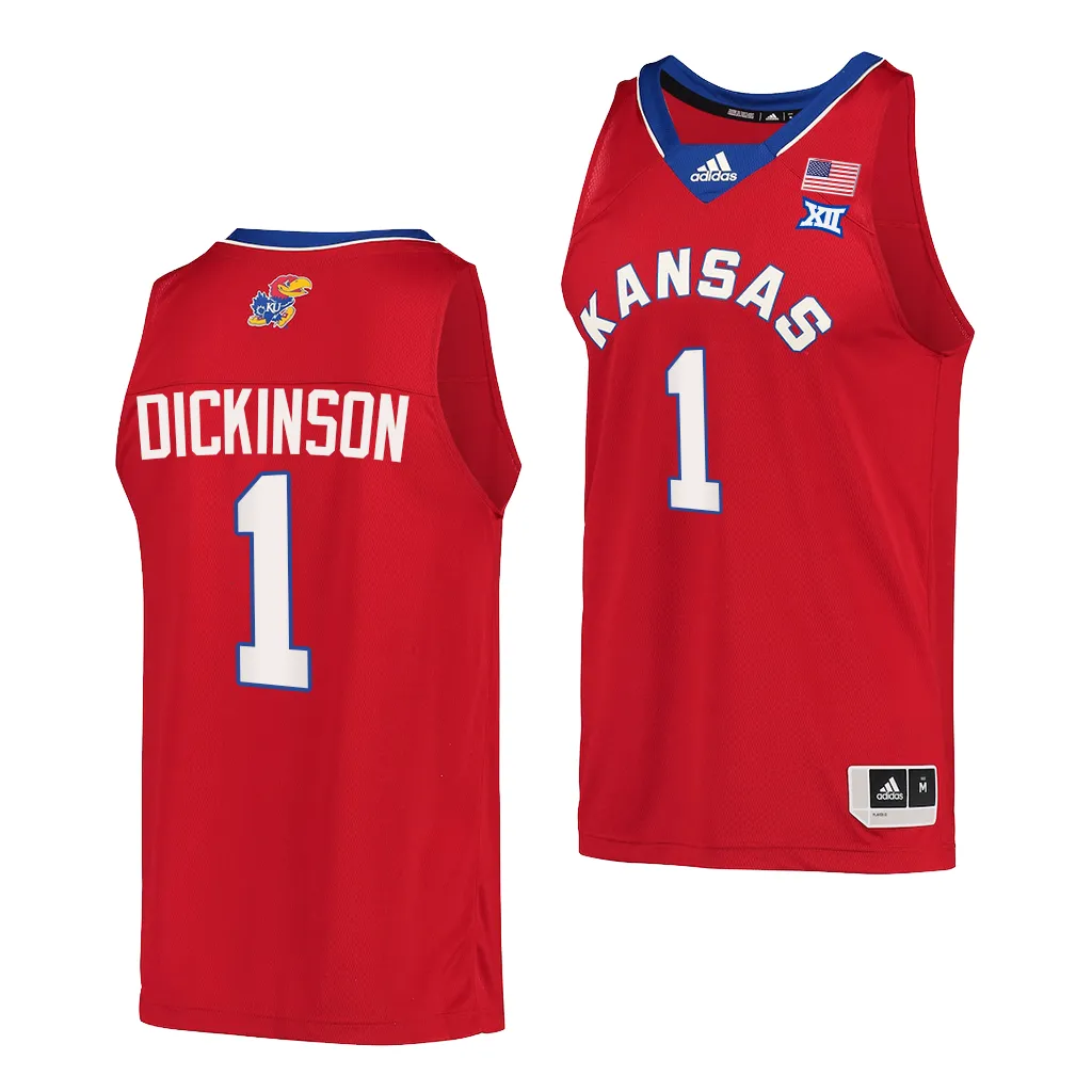 Hunter Dickinson #1 Kansas Jayhawks Reverse Retro College Jersey Crimson