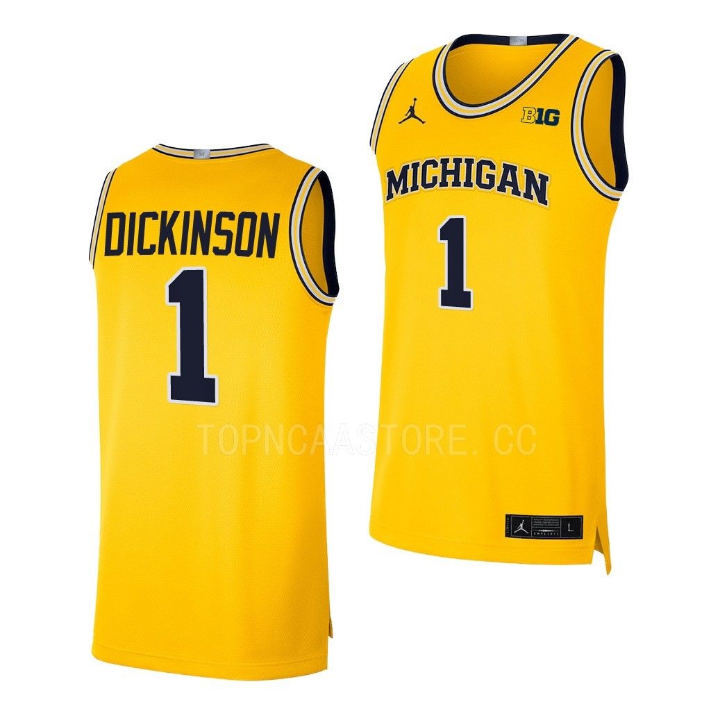 Hunter Dickinson Michigan Wolverines #1 Maize College Jersey 2022-23 Limited