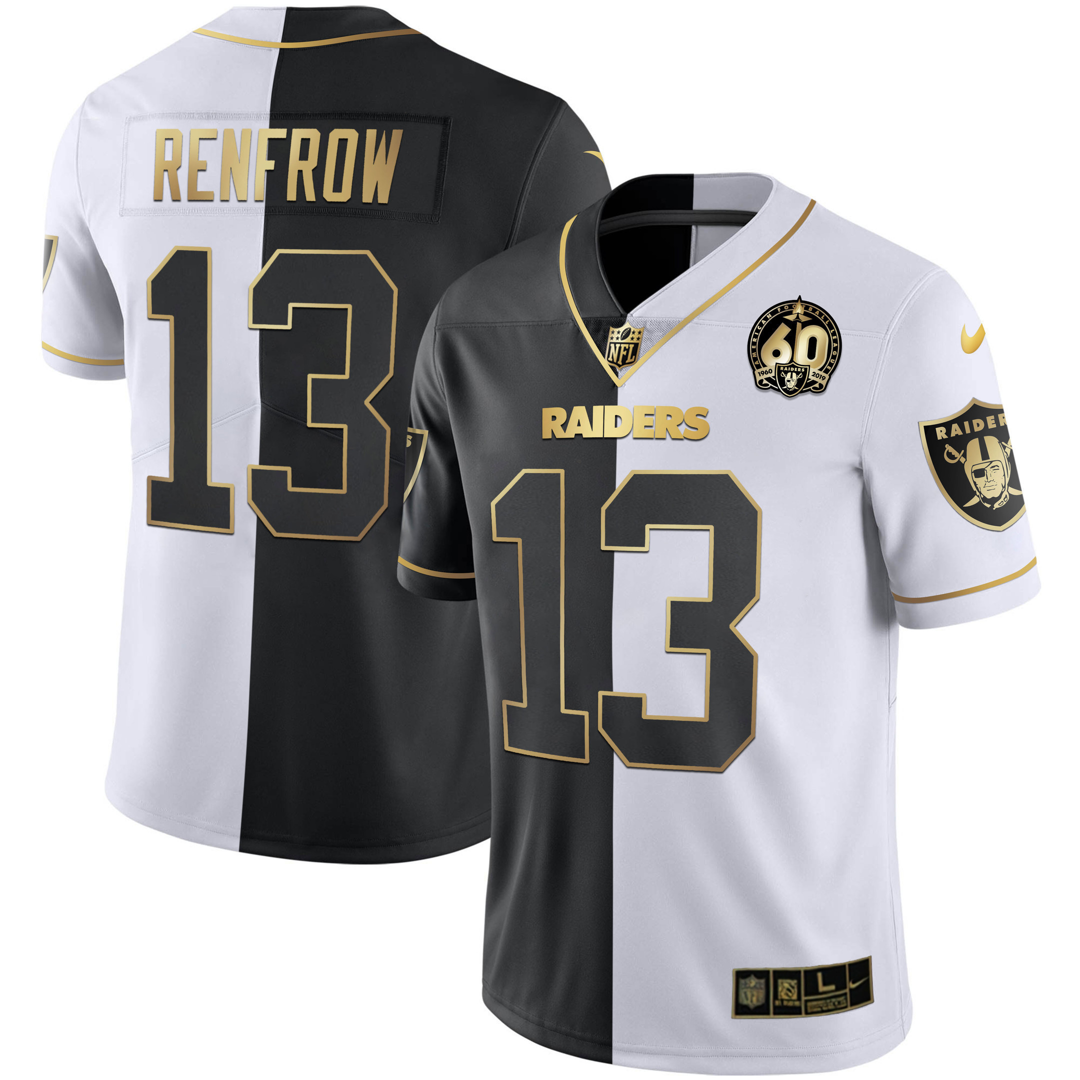 Hunter Renfrow Men's Las Vegas Raiders 60th Season Patch Gold & Split Split Gold Jersey - All Stitched 