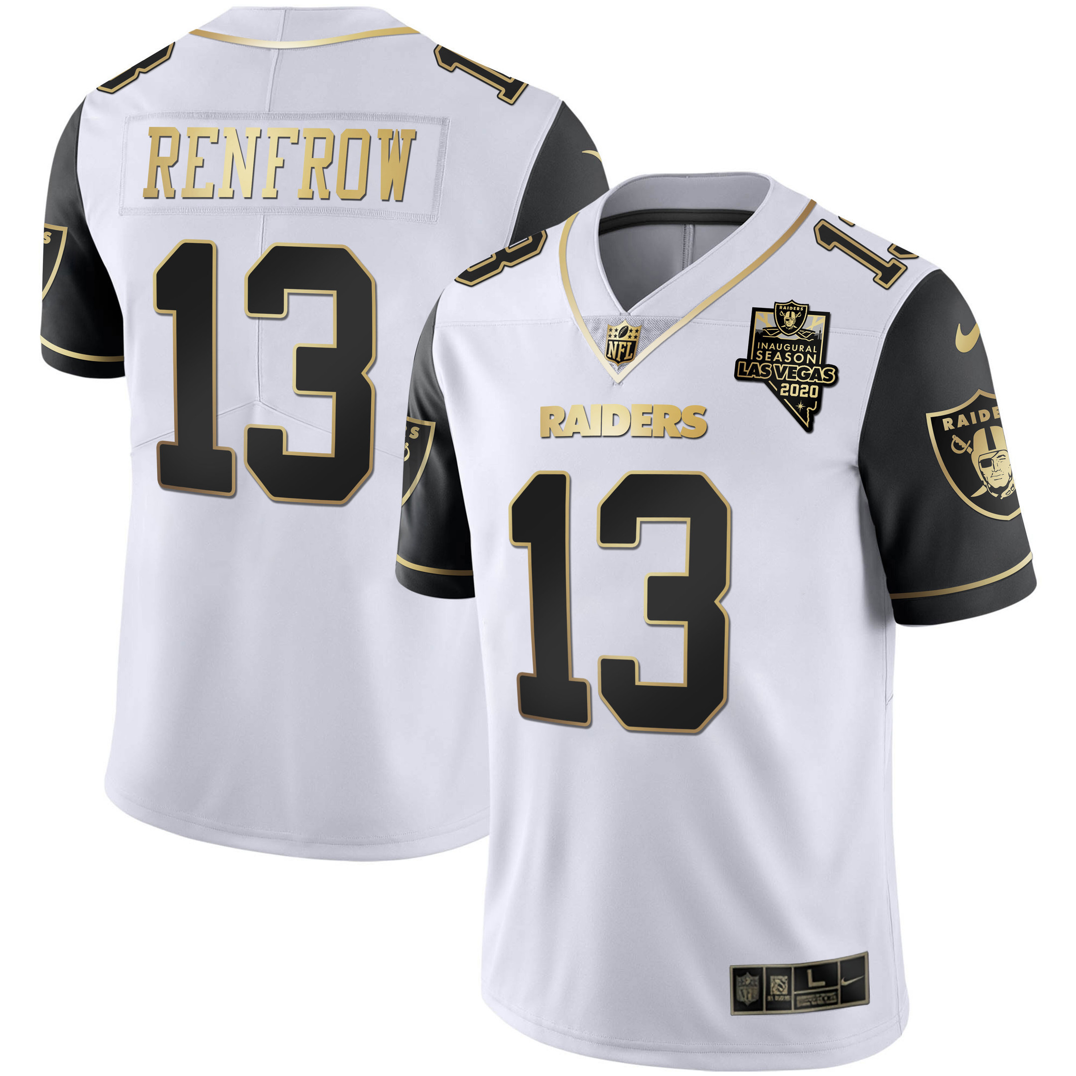 Hunter Renfrow Men's Las Vegas Raiders Alternate Vapor Black Gold & Black Inverted Limited Inaugural Season Patch Black Sleeves Jersey - All Stitched 