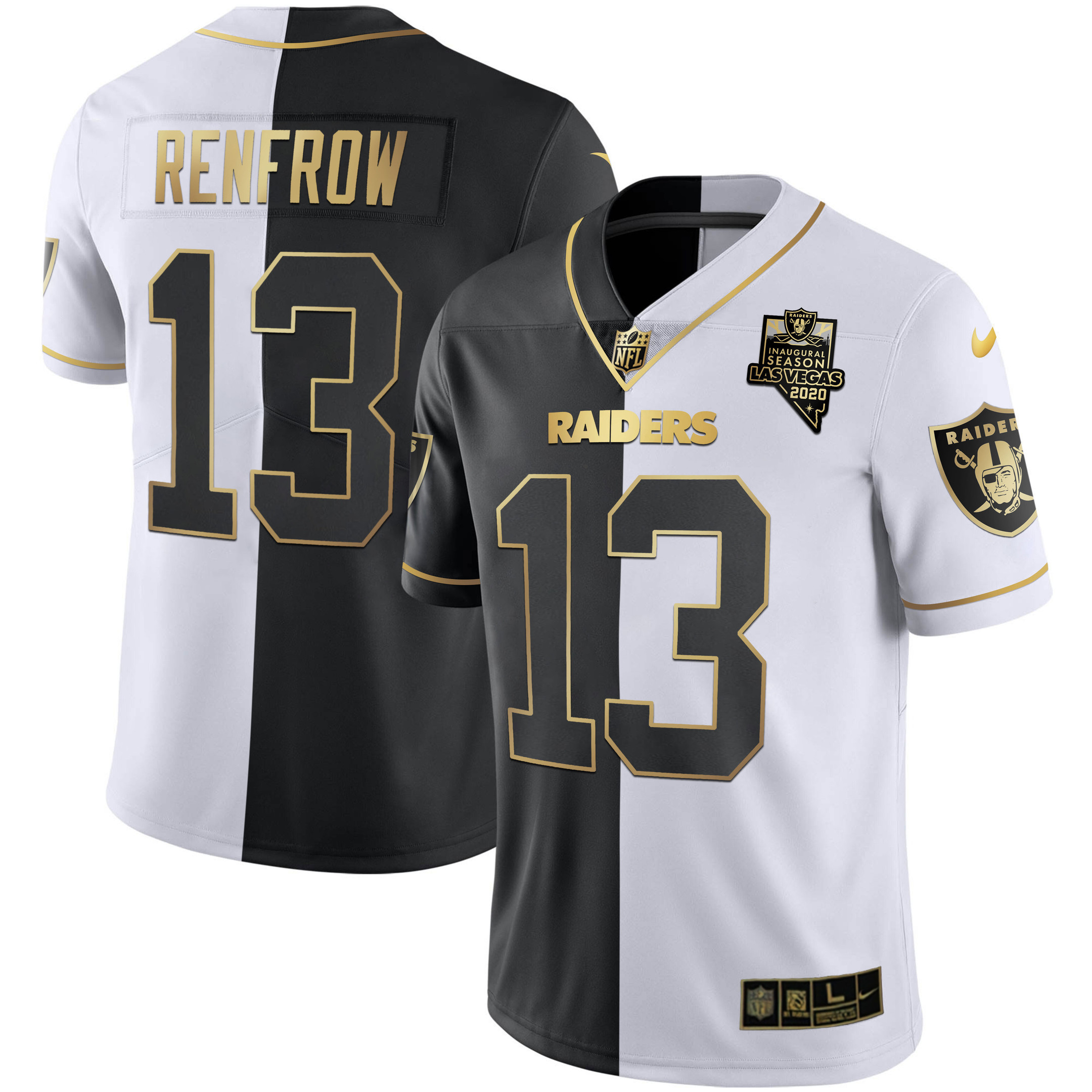 Hunter Renfrow Men's Las Vegas Raiders Inaugural Season Patch Gold & Split Split Gold Jersey - All Stitched 