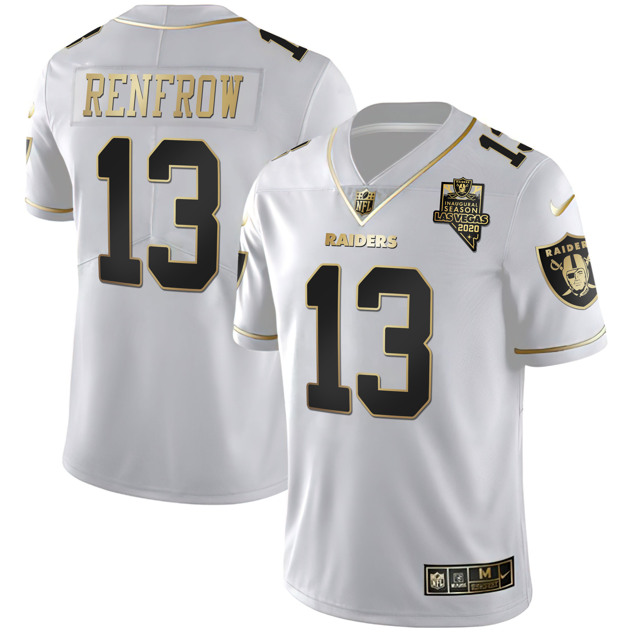 Hunter Renfrow Men's Las Vegas Raiders Inaugural Season Patch Gold & Split White Gold Jersey - All Stitched 