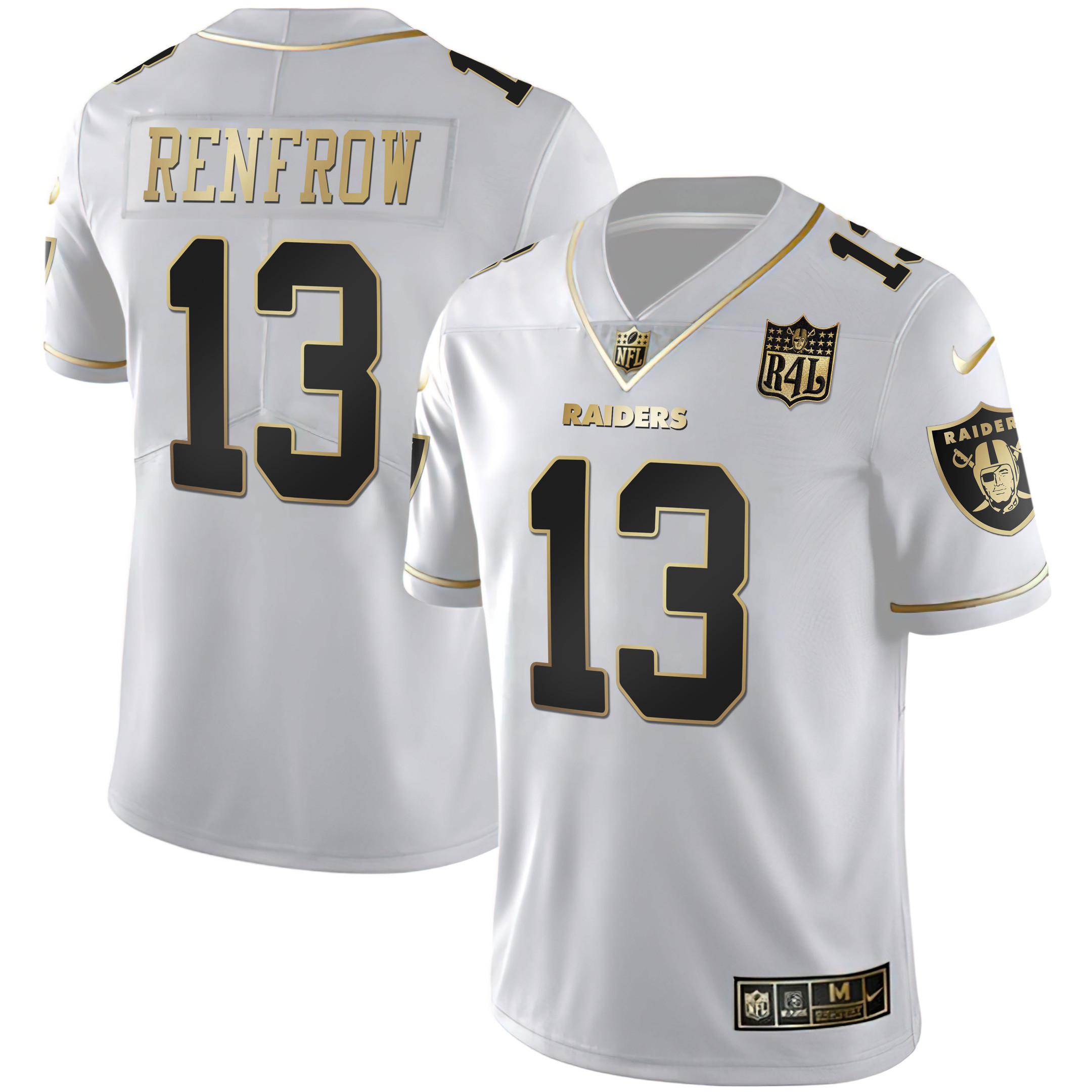Hunter Renfrow Men's Las Vegas Raiders Raider4Life Patch White Gold and Black Gold White Gold Jersey - All Stitched 
