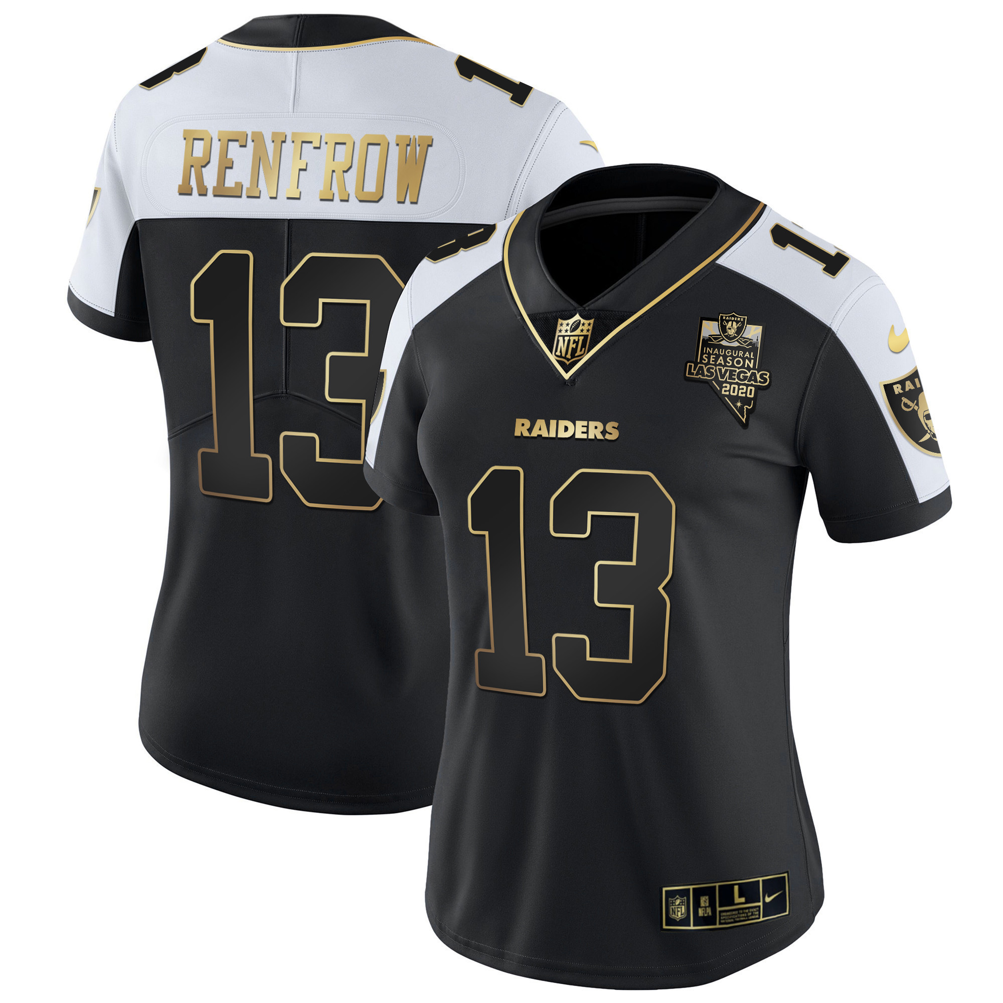 Hunter Renfrow Women's Las Vegas Raiders Inaugural Season Patch Gold & Split Alternate Jersey - All Stitched 