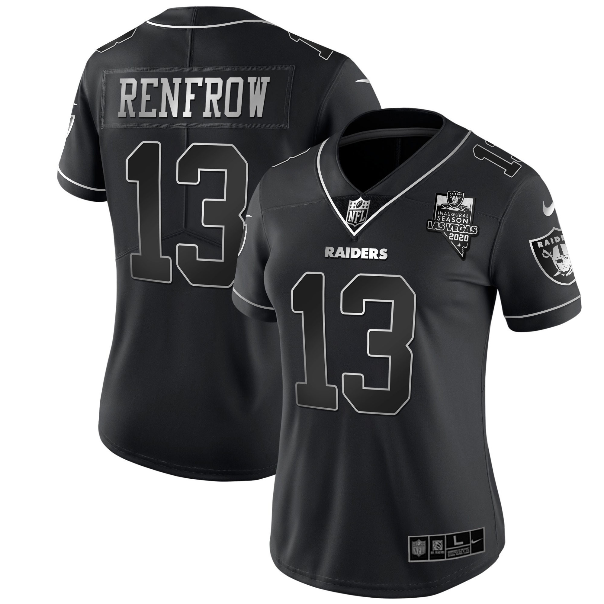 Hunter Renfrow Women's Las Vegas Raiders Inaugural Season Patch Gold & Split Black Silver Jersey - All Stitched 