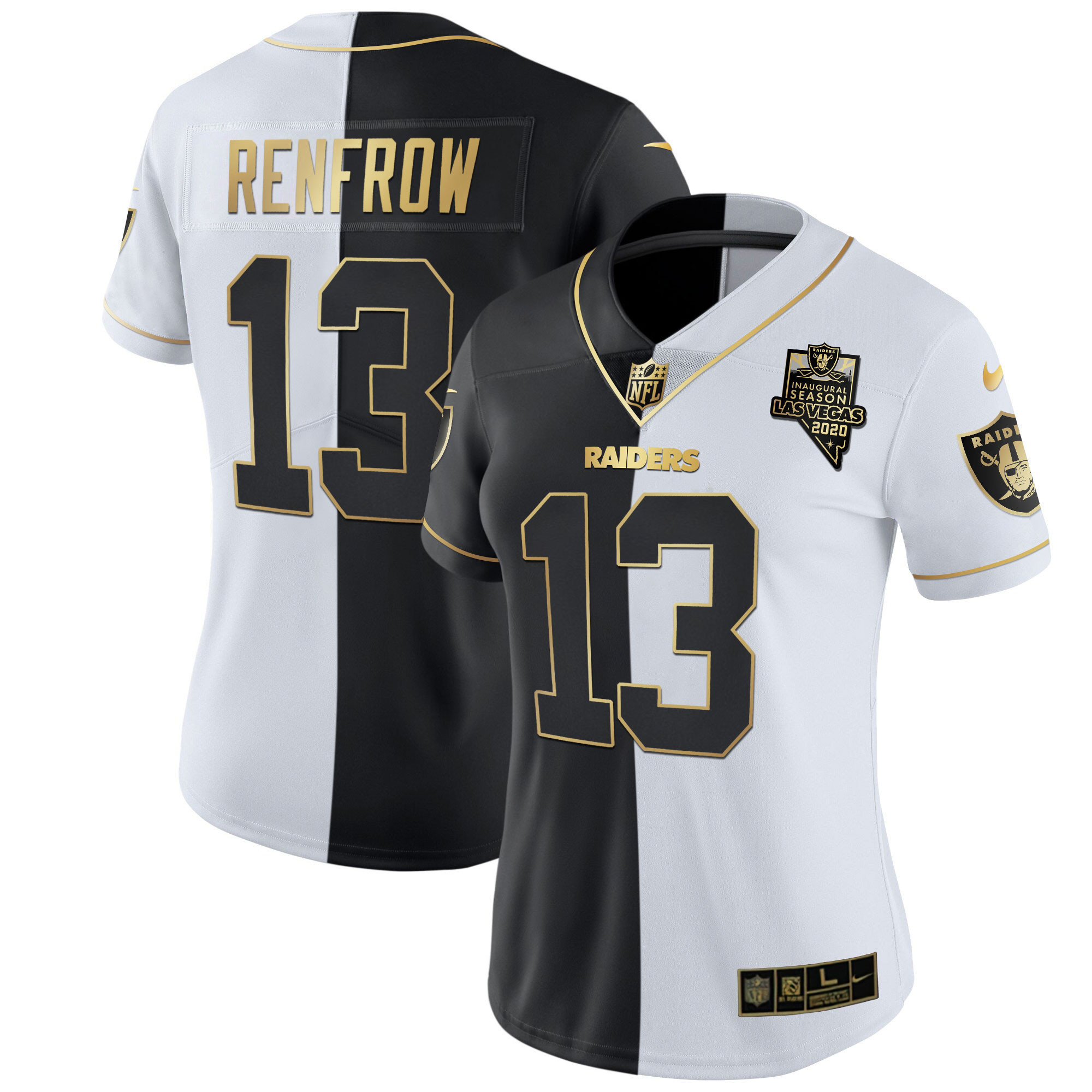 Hunter Renfrow Women's Las Vegas Raiders Inaugural Season Patch Gold & Split Split Gold Jersey - All Stitched 