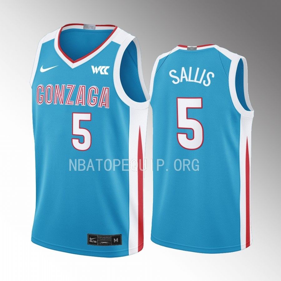 Hunter Sallis Gonzaga Bulldogs Blue Jersey 2022-23 College N7