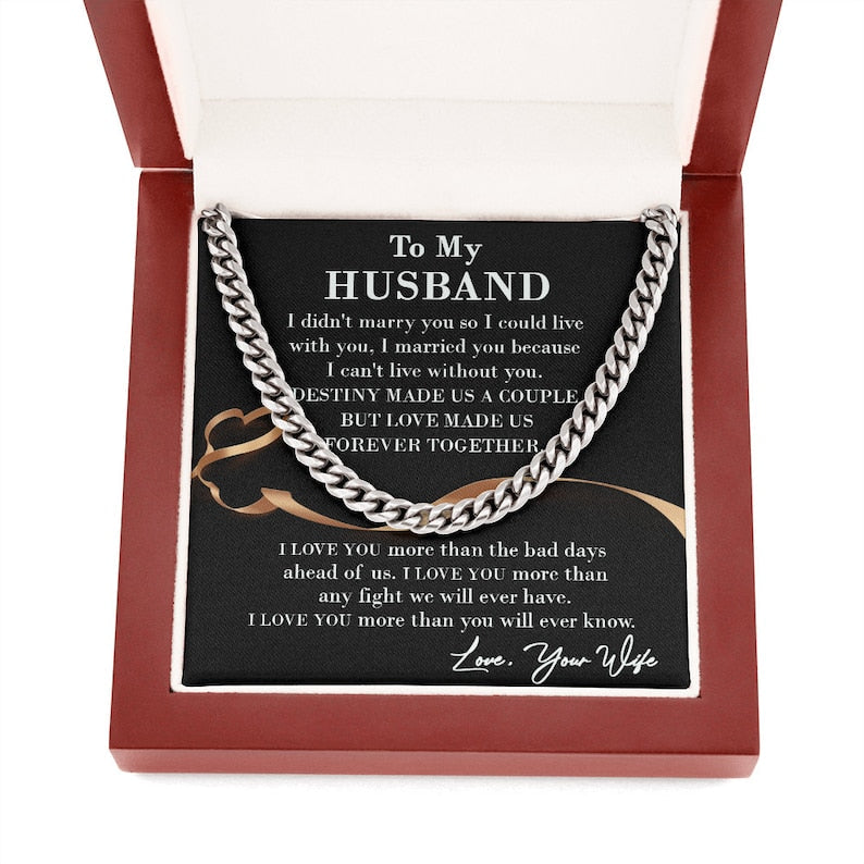 Husband Necklace, To My Husband Necklace I Love You More Than You Will Ever Know, Necklace For Husband, Cuban Link Chain Necklace