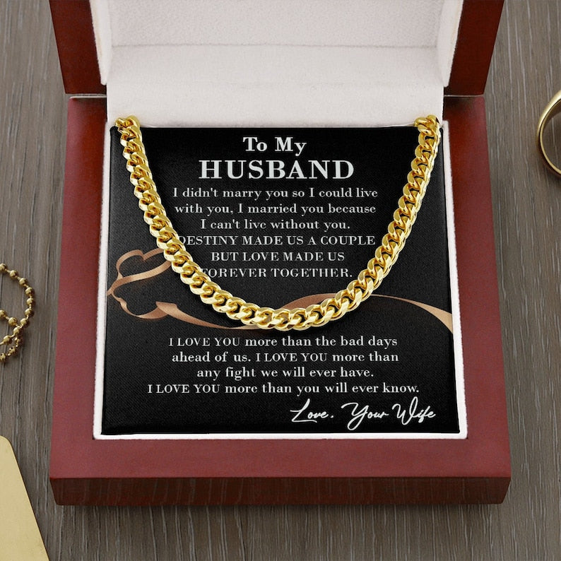 Husband Necklace, To My Husband Necklace I Love You More Than You Will Ever Know, Necklace For Husband, Cuban Link Chain Necklace