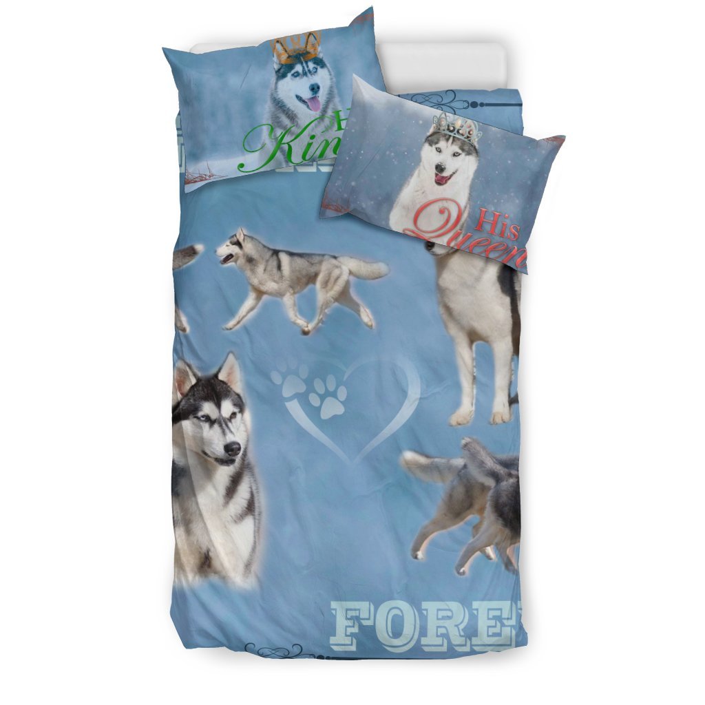 Husky Her King And His Queen 3D Customized Duvet Cover Bedding Set